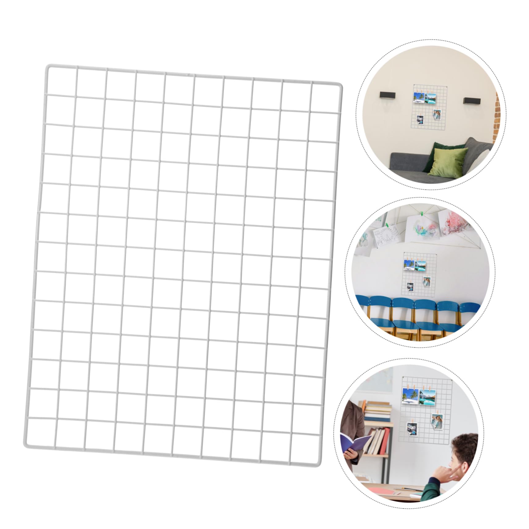 Cabilock Metal Wire Grid Photo Display Panel - Wall Decor Mesh Grid for Photos, Art, and Notes - Perfect for Home, Office, and Dorm Room Organization