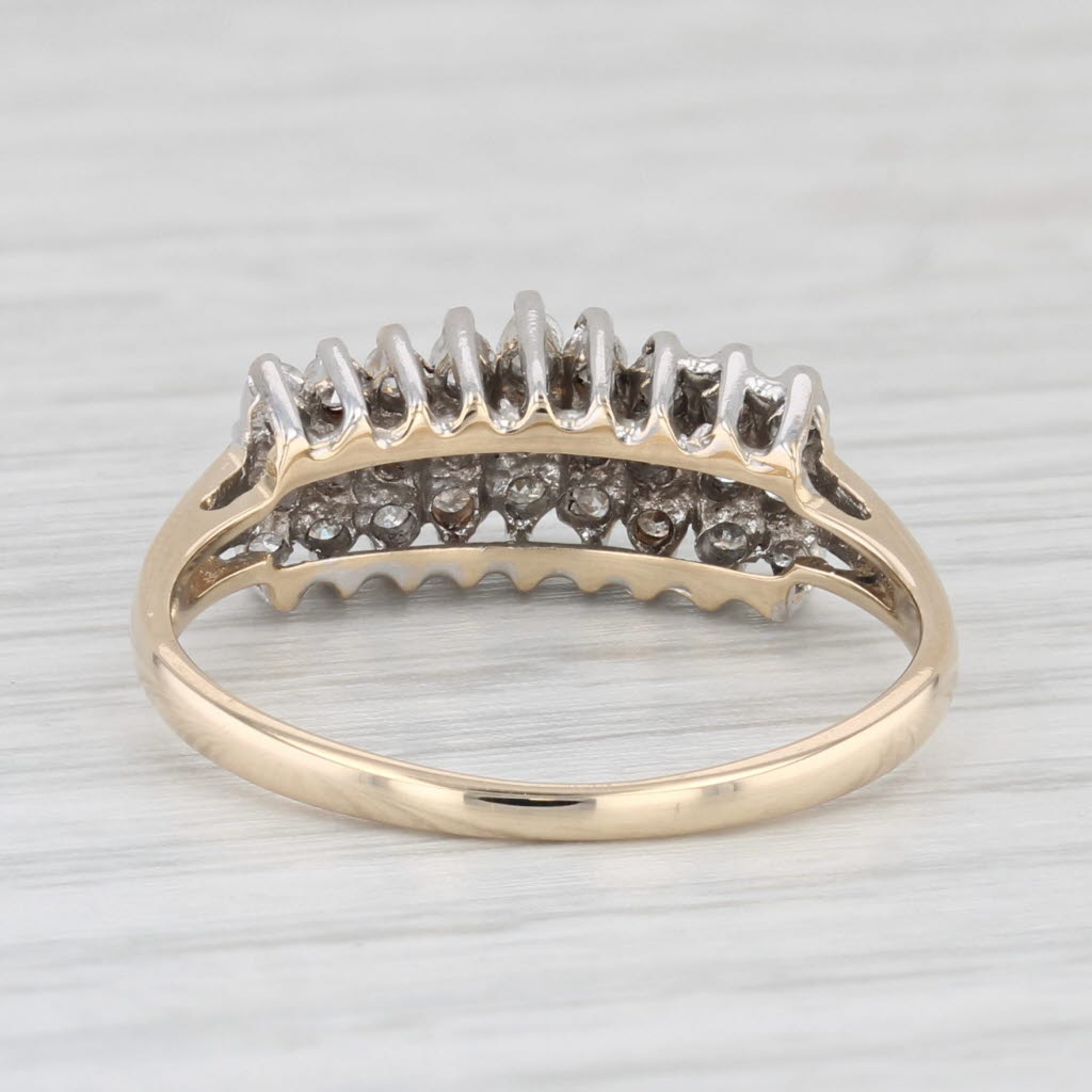 0.40ctw Diamond Stackable Pyramid Ring in 14k Yellow & White Gold - Size 8 | Elegant Wedding Band, Anniversary Gift, or Everyday Luxury Jewelry