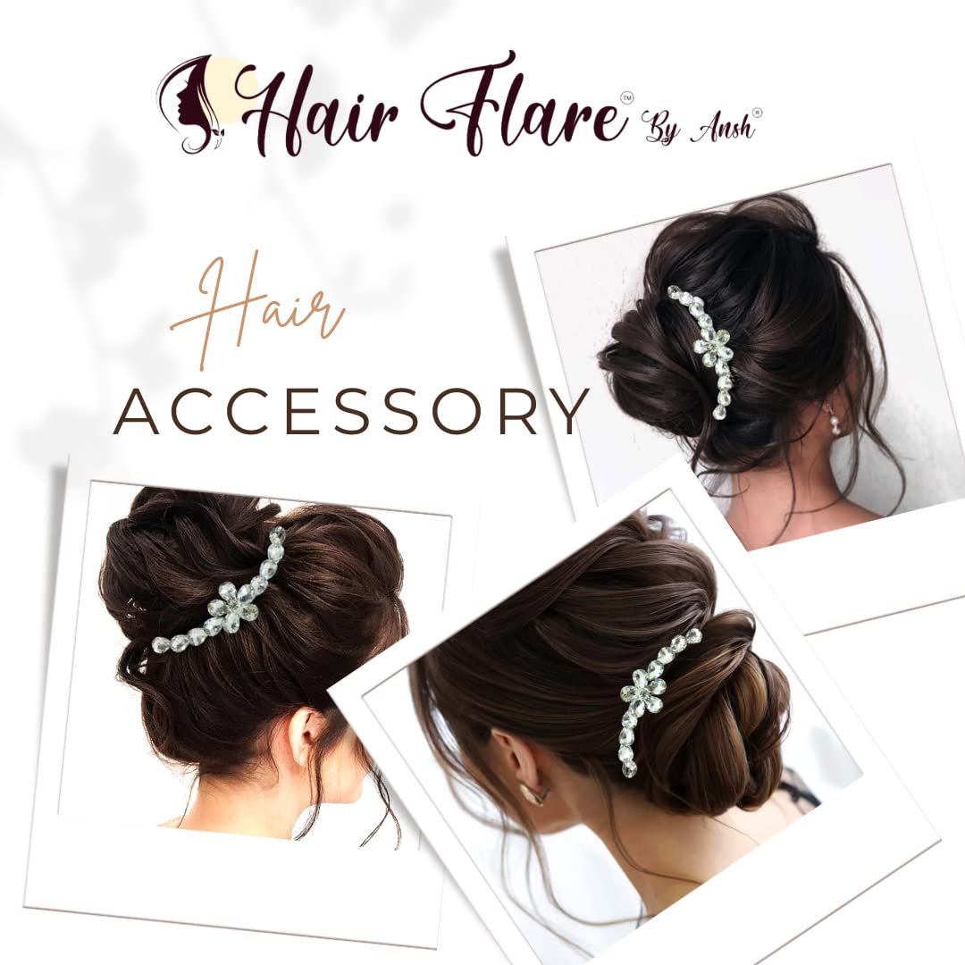 Elegant White Stone Hair Comb Slide Pin - Silver Hair Accessories for Women & Girls | Perfect for Weddings, Prom & Special Occasions