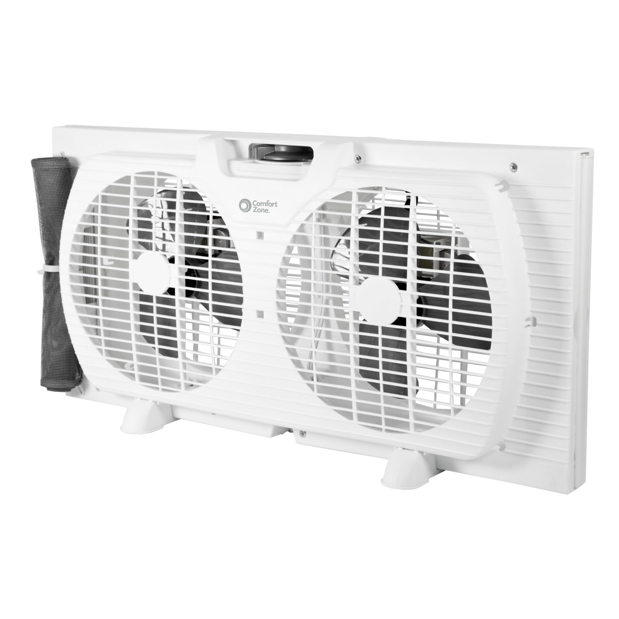 9 Inch 3 Speed Dual Window Fan with Auto-Locking Expanders - Quiet Bedroom Cooling Fan with Removable Bug Screen - White - Perfect for Home, Office & Dorm Room Ventilation