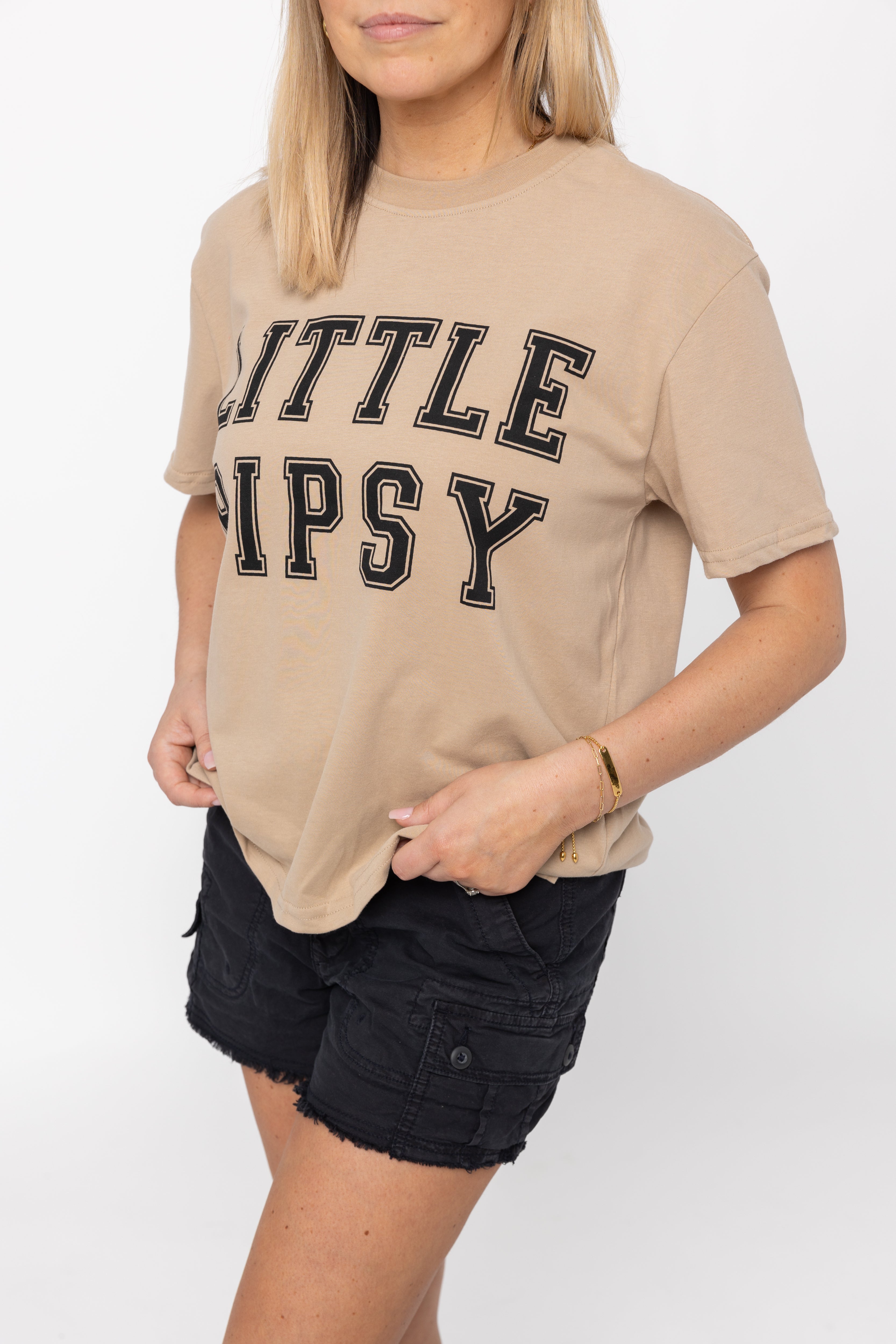 Men's LB Collegiate T-Shirt - Comfortable Cotton Crewneck Tee in Tan - Perfect for Casual Wear, College Events & Everyday Outfits