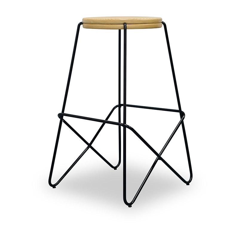 STARK Wooden Top Counter Stool - Modern Bar Stool for Kitchen Island, Breakfast Nook & Home Decor - Solid Wood Seat with Metal Frame - Comfortable Dining & Entertaining Stool