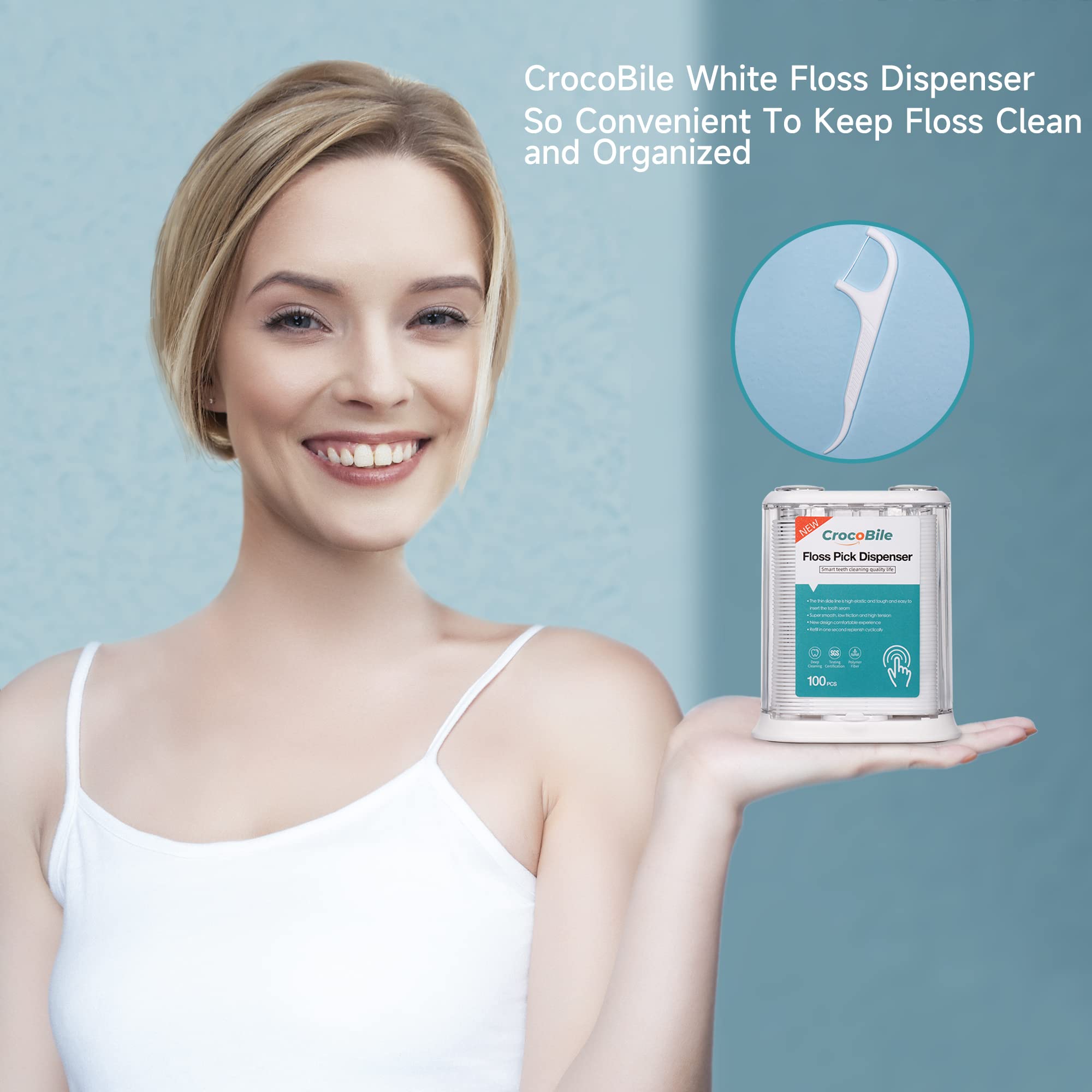 Premium CrocoBile Advanced Clean Floss Picks - 400 Count Refill Box | Strong Elasticity Dental Floss (No Break & No Shred) | Perfect for Floss Pick Dispenser Refill | Ideal for Travel, Home & Office Oral Care
