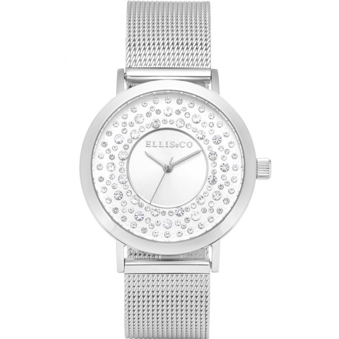 Ellis & Co Kendall Silver Stainless Steel Women's Watch - Elegant Fashion Timepiece for Women - Perfect for Office, Party & Everyday Wear