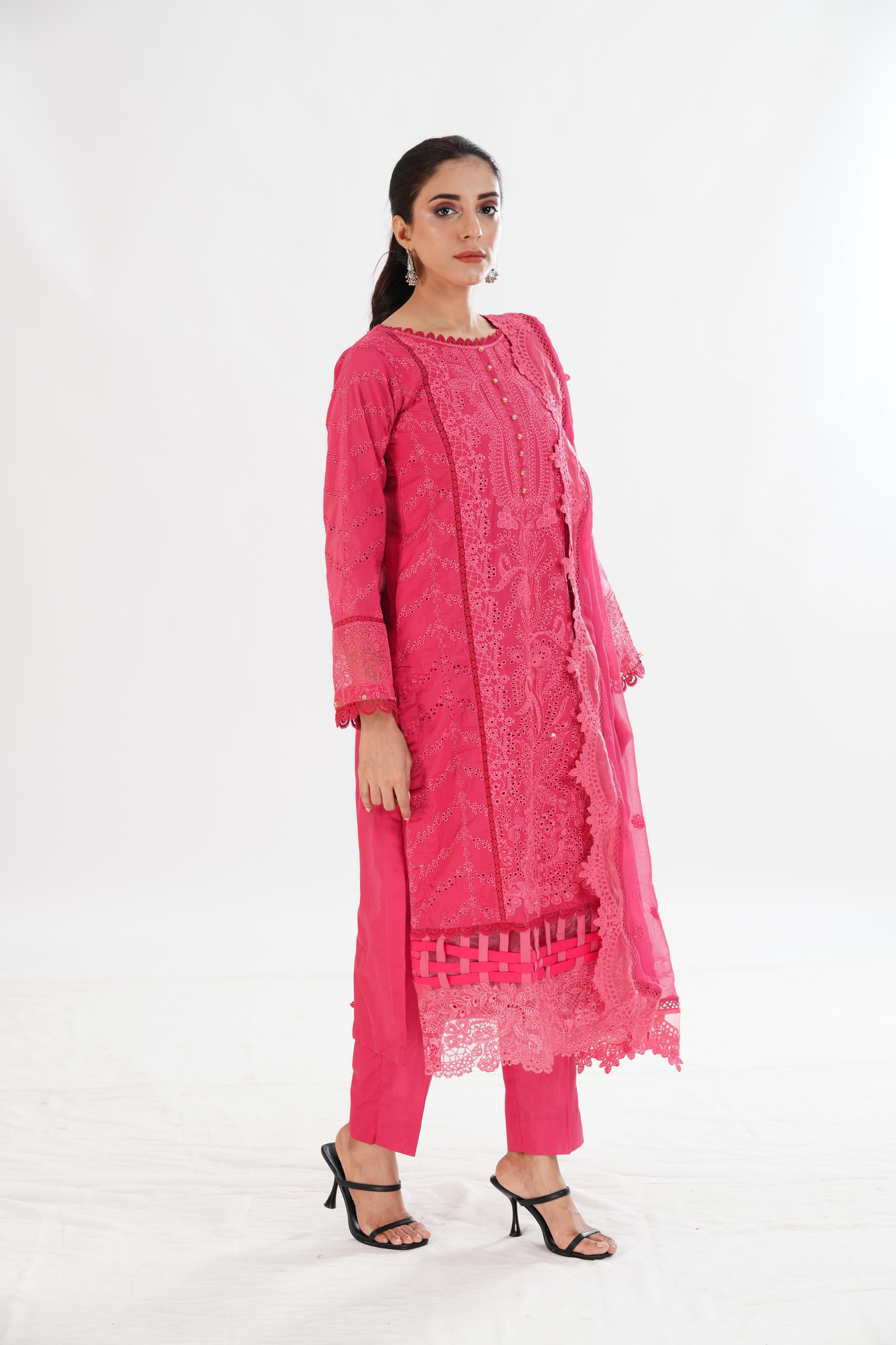 Aubrey Motifz Premium Embroidered Lawn Fabric - Perfect for Summer Dresses, Scarves & Lightweight Apparel