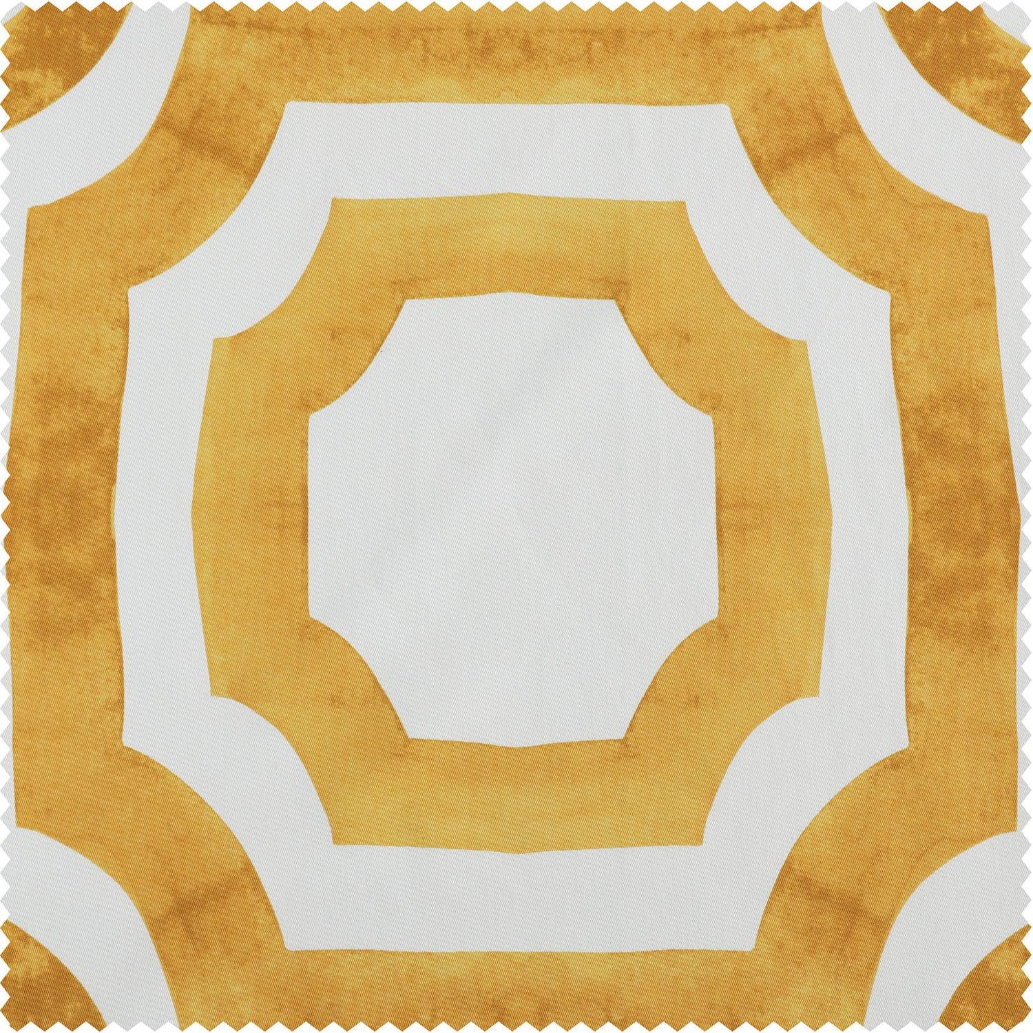 Mecca Gold Geometric Printed Cotton Roman Shade - Elegant Window Treatment for Living Room, Bedroom & Office Decor