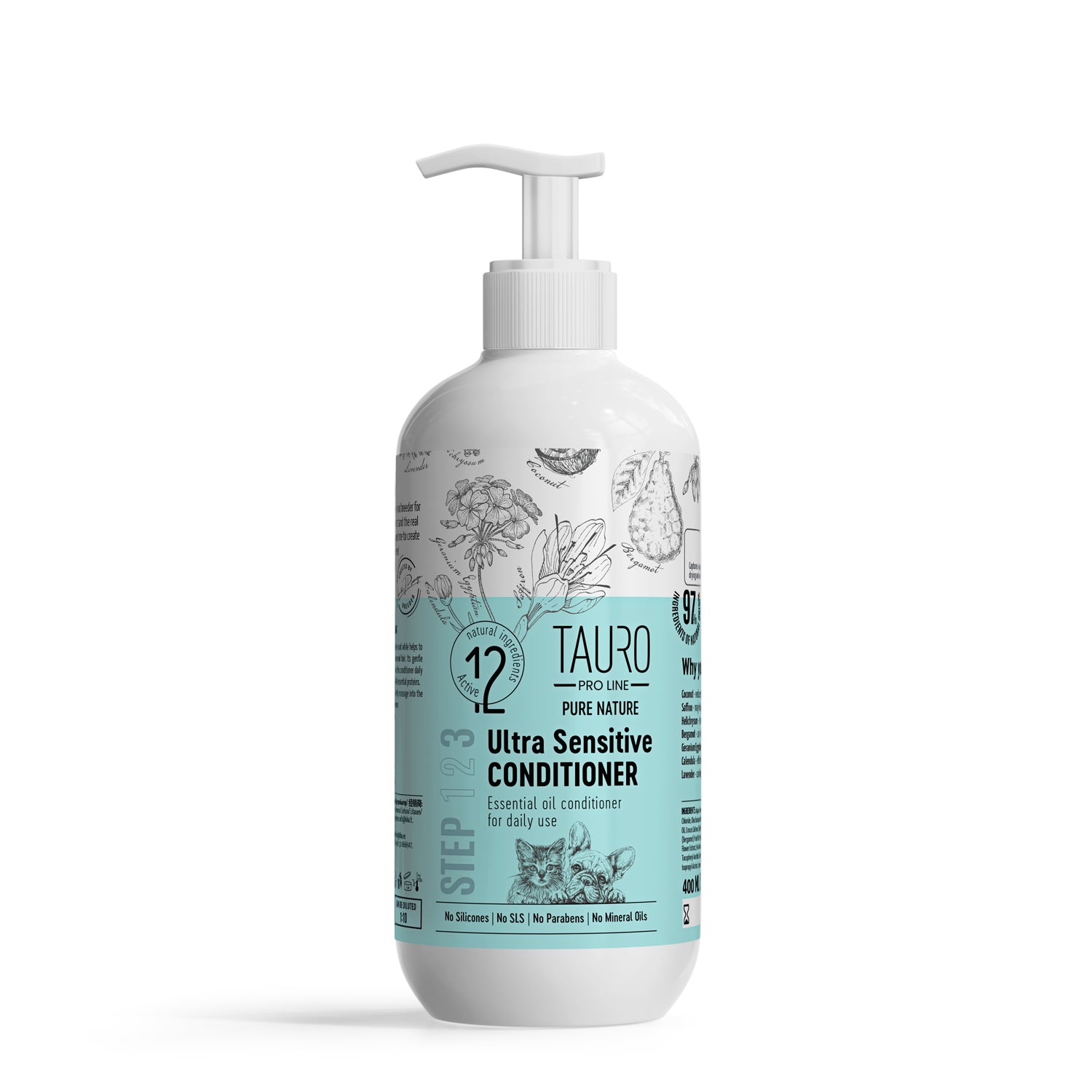 Tauro Pro Line Pure Nature Ultra Sensitive Dog & Cat Coat Conditioner for Pets with Sensitive Skin | Gentle Grooming Solution for Itchy, Dry Skin Relief