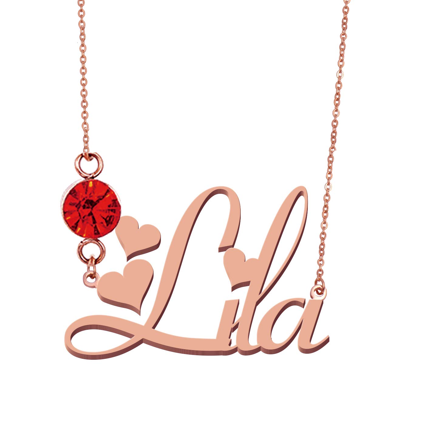 Personalized Name Necklace with Birthstone - Custom Engraved Jewelry Gift for Women - Perfect for Birthday, Anniversary & Valentine's Day Gifts
