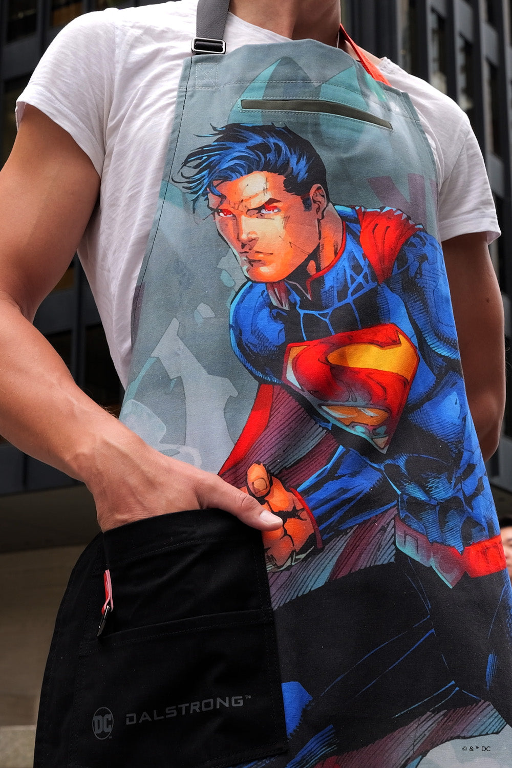 Premium Superman™ Edition Chef's Apron - 100% Breathable Cotton Cooking Apron for Men - Inspired by Man of Steel - Dalstrong © - Perfect for Grilling, BBQ & Kitchen Cooking