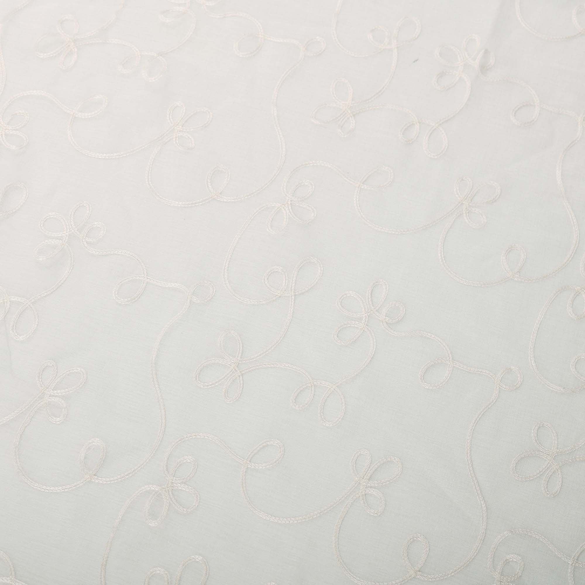 Embroidered Lightweight Sheer Floral Scroll Curtain Panel Set - Elegant Window Treatment for Living Room, Bedroom & Nursery Decor