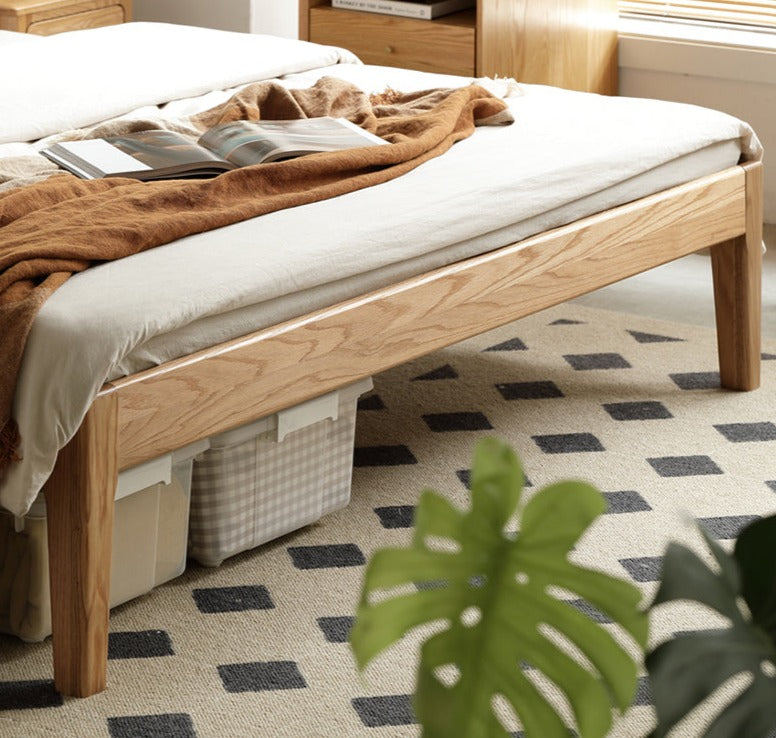 Solid Oak Wood LED Bed Frame with Built-in Lighting - Perfect for Modern Bedrooms, Guest Rooms, and Cozy Home Decor