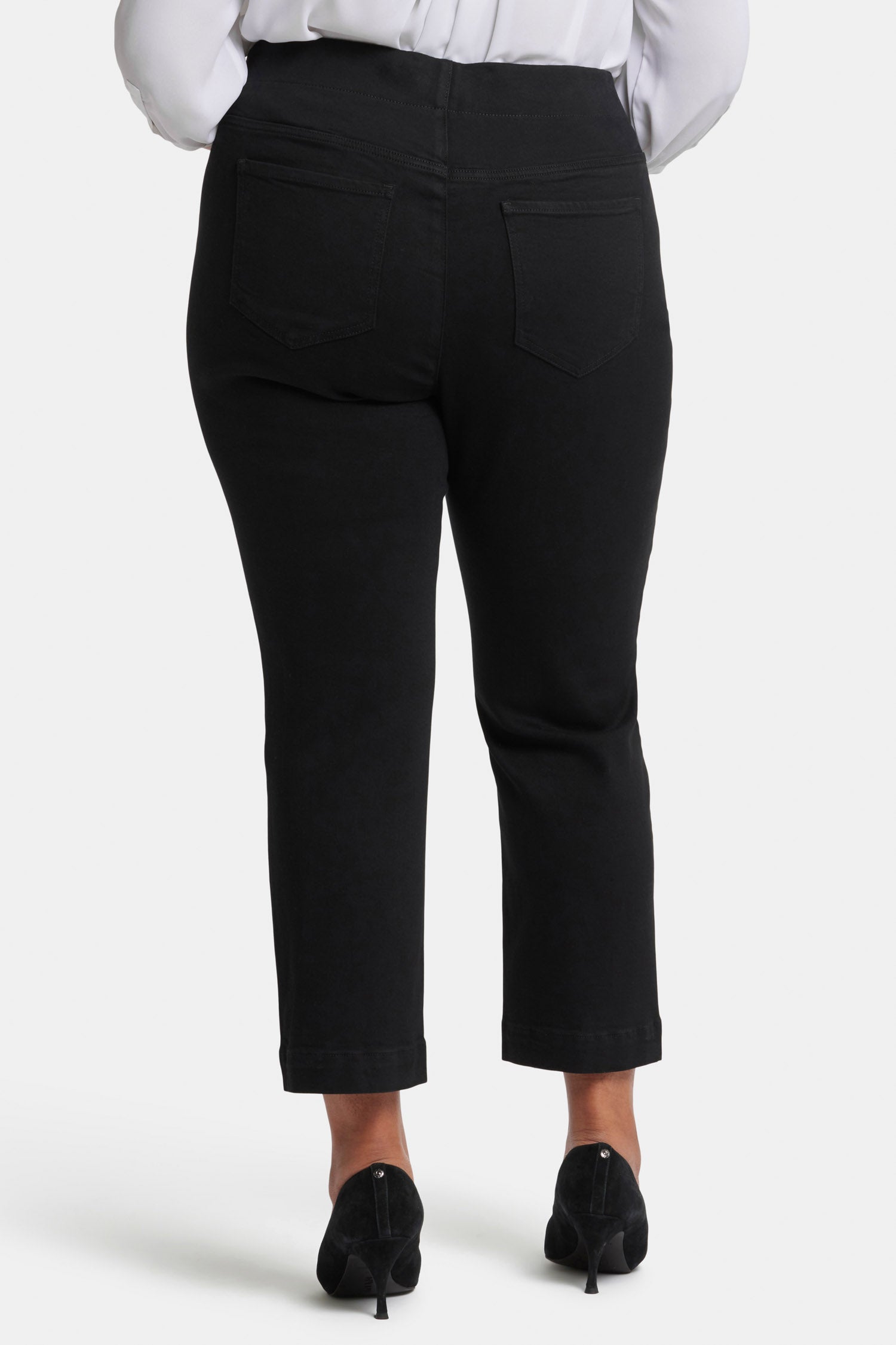 Plus Size Bailey Relaxed Straight Ankle Pull On Jeans in Overdye Black | Comfortable Stretch Denim Pants for Women | Perfect for Casual Wear, Office & Weekend Outings