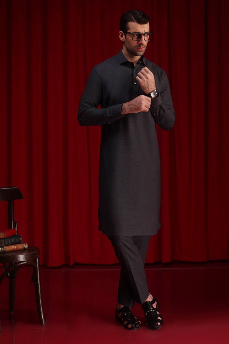 Premium Cotton Charcoal Shalwar Kameez for Men & Women - Traditional Pakistani Outfit for Weddings, Festivals & Cultural Events