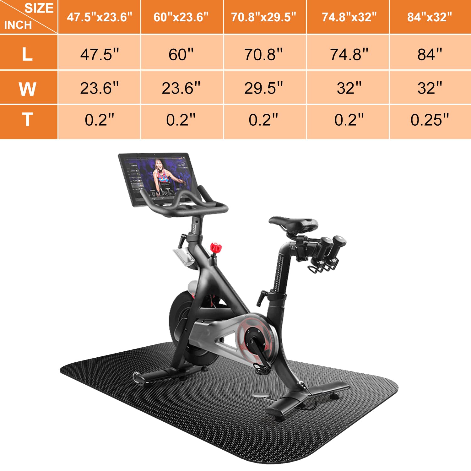 AmazonBasics Bike Mat for Indoor Exercise - Non-Slip Gym Floor Mat Compatible with Treadmill, Elliptical & Spin Bike, Protects Hardwood & Carpet Floors | Perfect for Home Gym, Yoga, and Workout Spaces