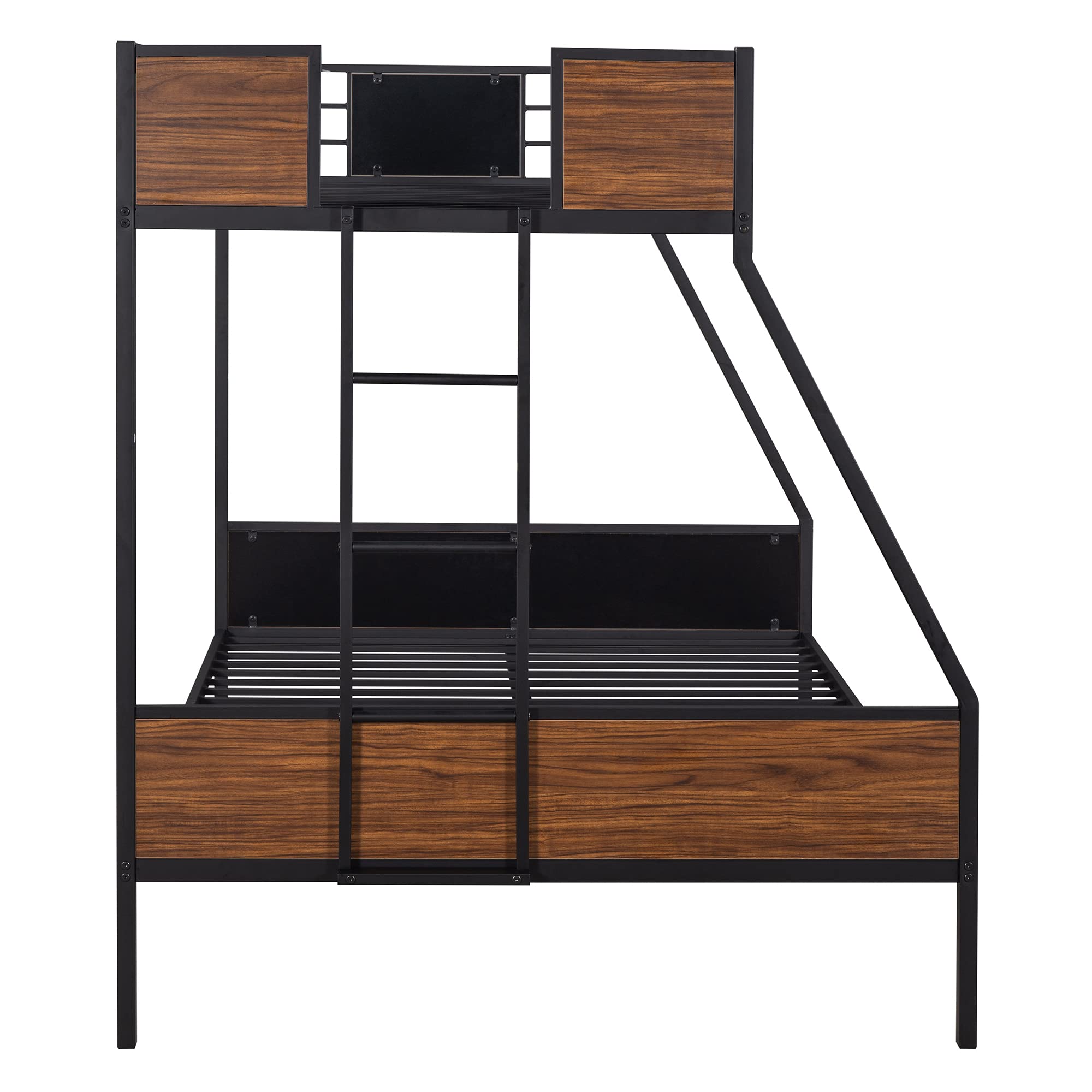 Twin Over Full Metal Bunk Bed Frame - Sturdy Steel Bunk Beds for Kids, Teens & Adults - Modern Black Bedroom & Dorm Furniture for Space Saving