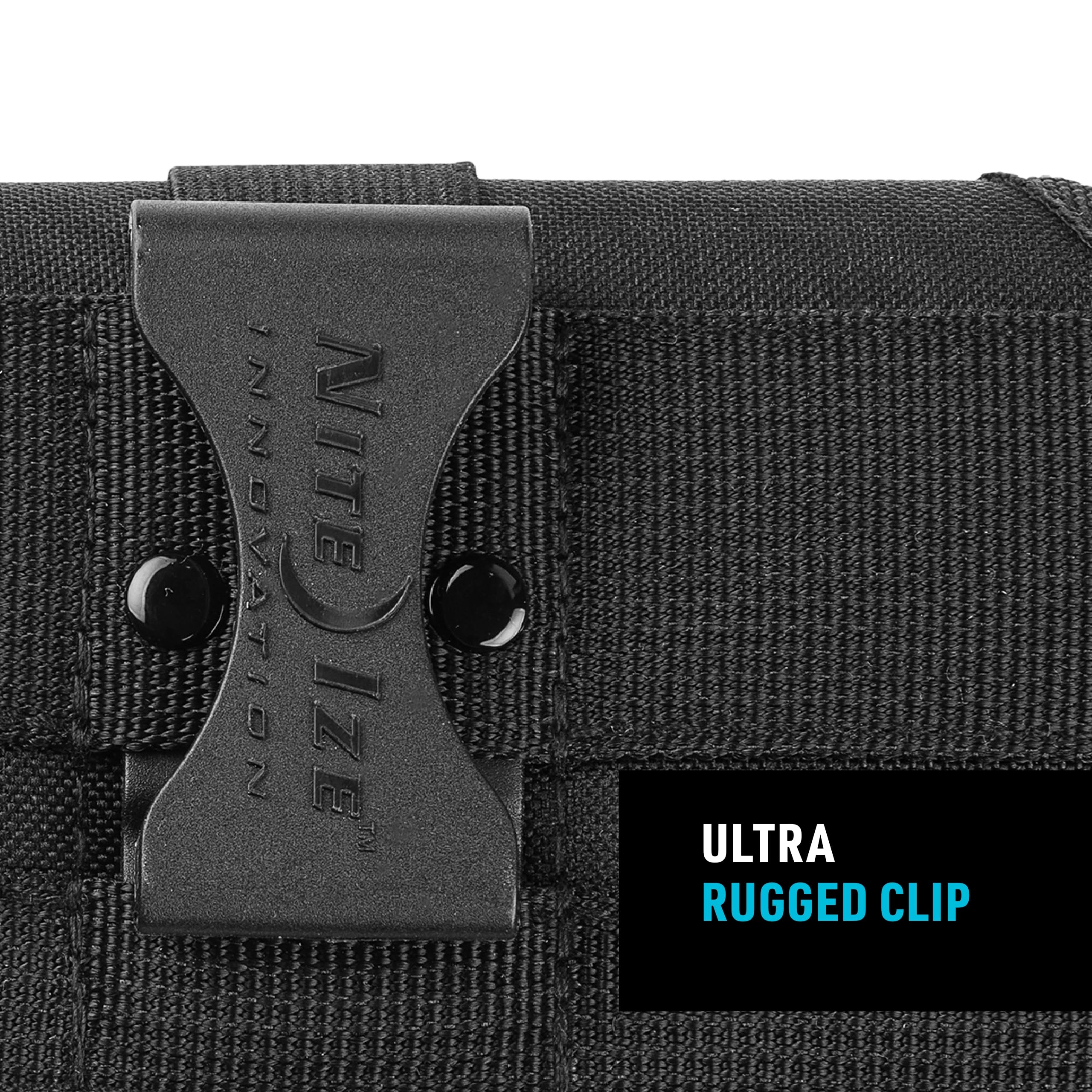 Nite Ize Clip Case Universal Horizontal Phone Holster - Protective Belt Clip Phone Pouch for iPhone, Samsung & Most Smartphones - XL Size with USA Patch - Perfect for Hiking, Work & Outdoor Activities