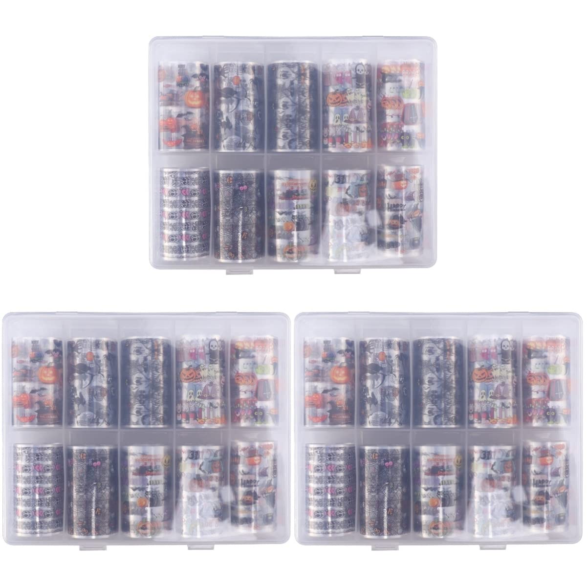 3 Pack Halloween Nail Stickers - DIY Nail Art Decals for Halloween, Spooky Nail Decorations, Starry Transfer Paper for Manicure - Perfect for Halloween Parties, Costumes & Nail Art Enthusiasts