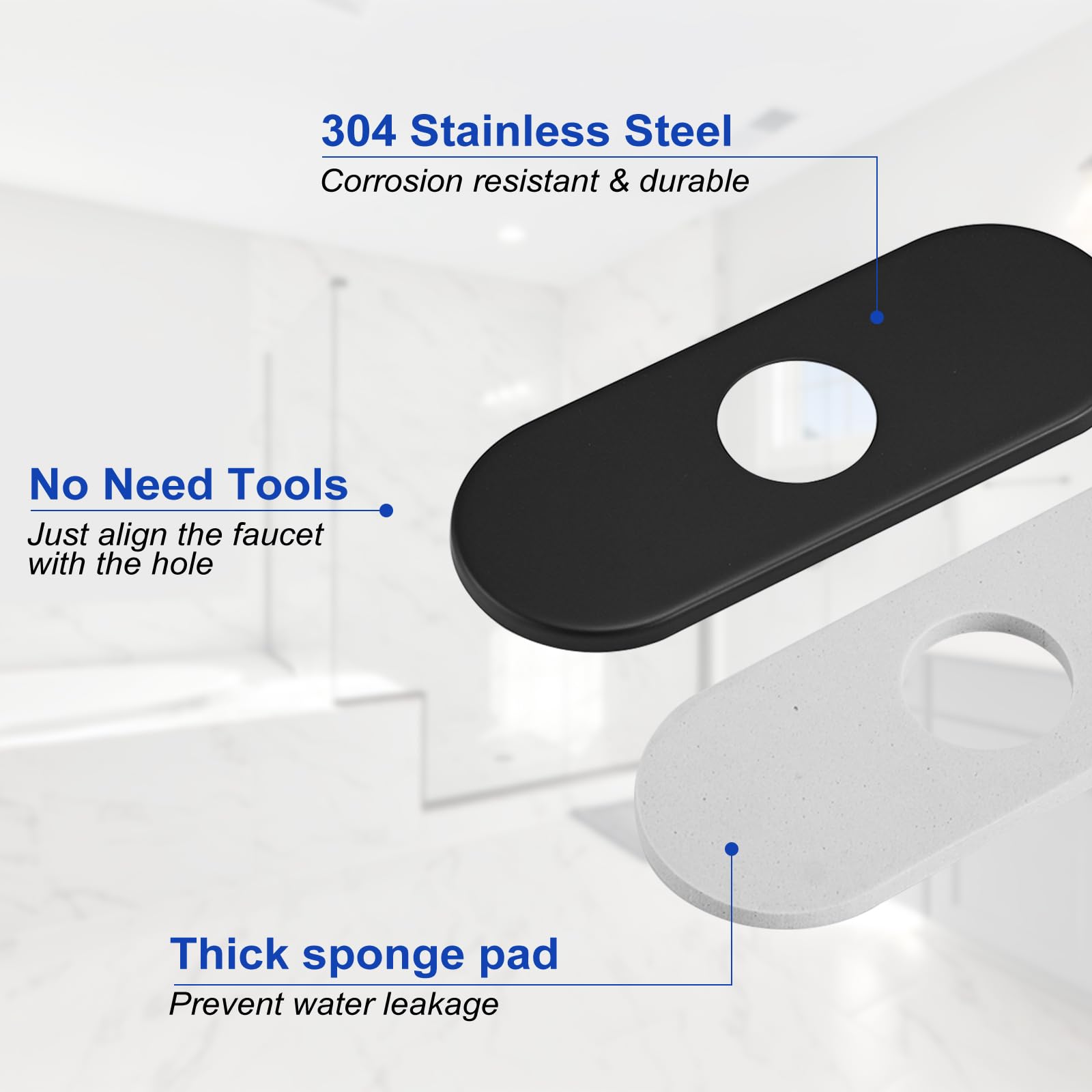 6 Inch Matte Black Stainless Steel Sink Hole Cover - 4
