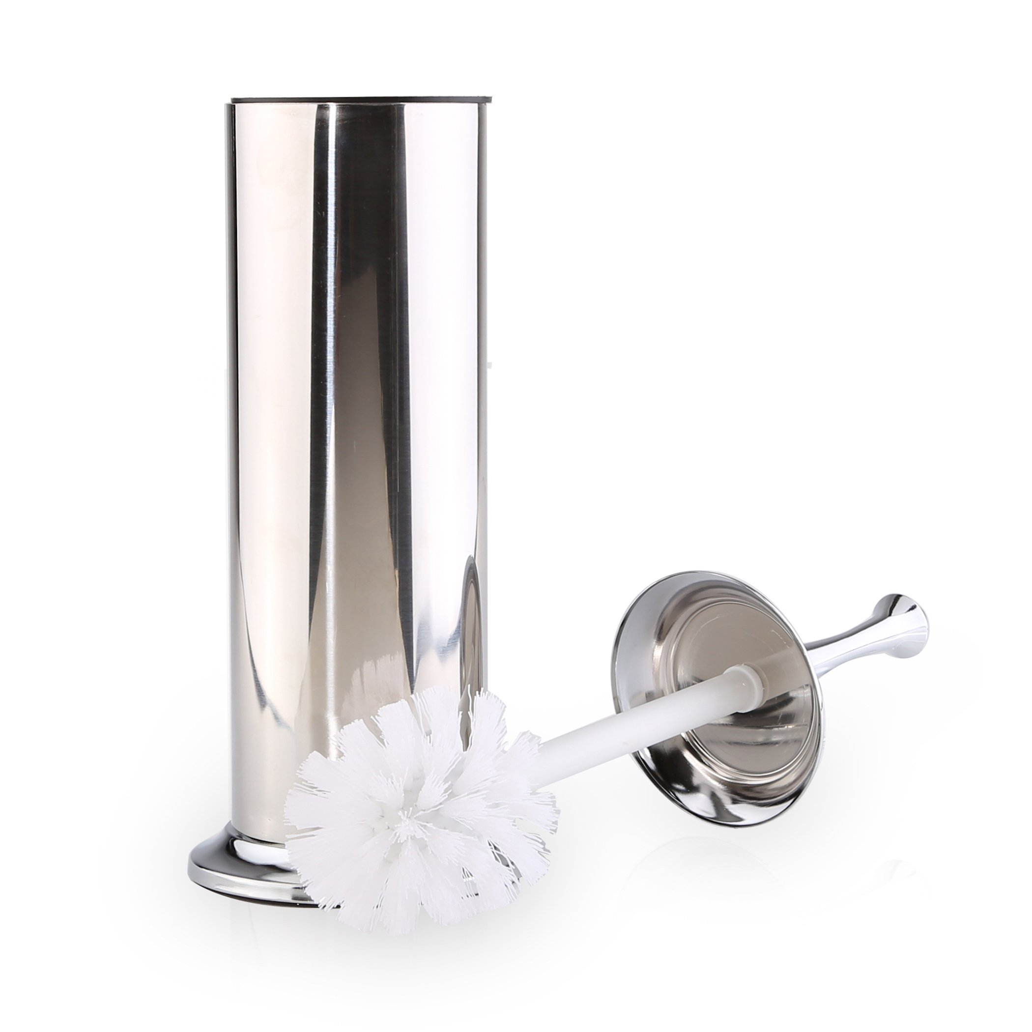 BINO Toilet Brush and Holder Set with Removable Drip Cup - Stainless Steel Bathroom Cleaning Tool for Toilet Bowl Scrubber - Polished Chrome Finish - Ideal for Home, Hotel, and Office Restroom Hygiene Maintenance