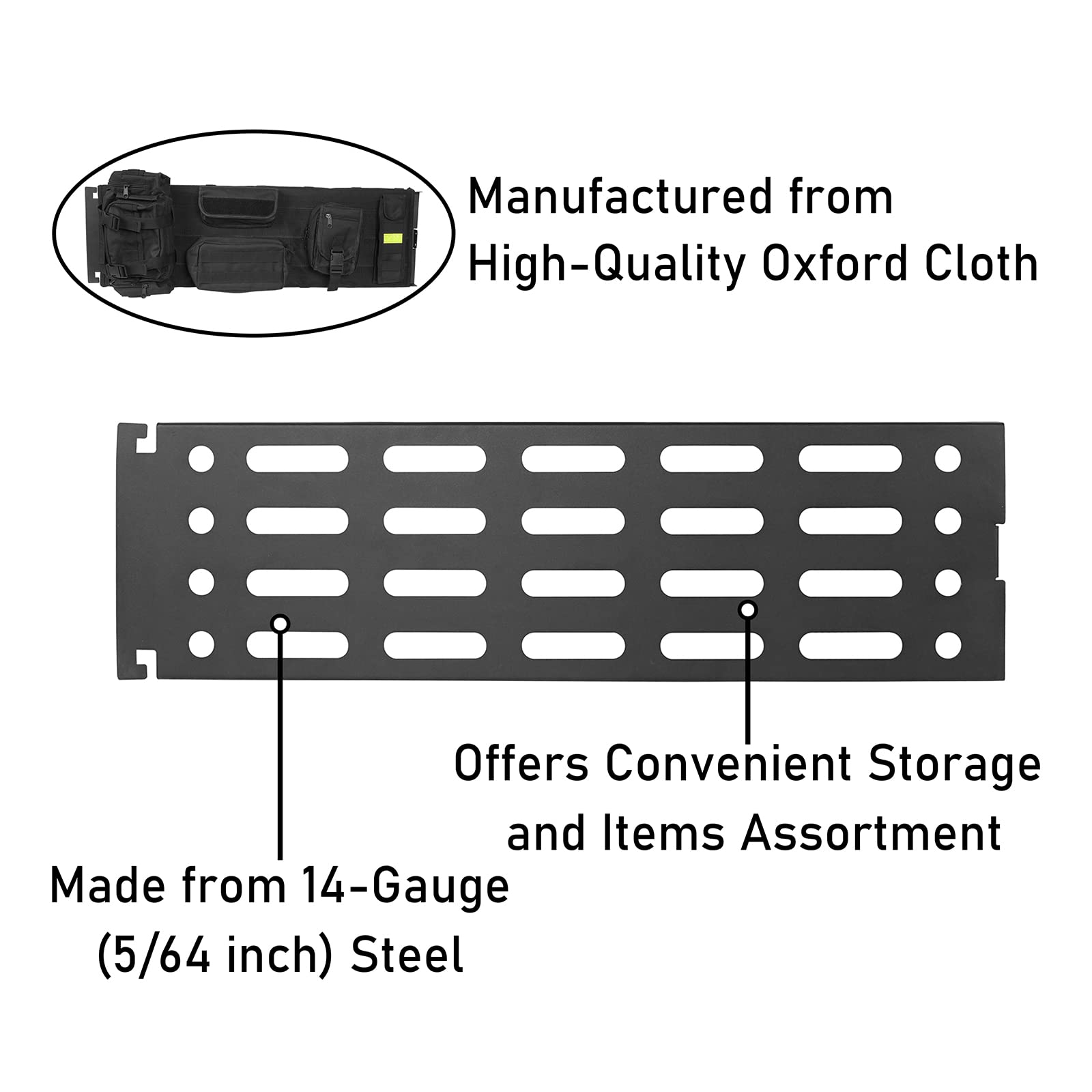 u-Box Jeep Wrangler TJ (1997-2002) Front Overhead Molle Panel Storage Bracket with Molle Pouches - Heavy Duty Organizer for Off-Road Gear, Tools & Accessories - Perfect for Camping, Overlanding & Adventure Trips