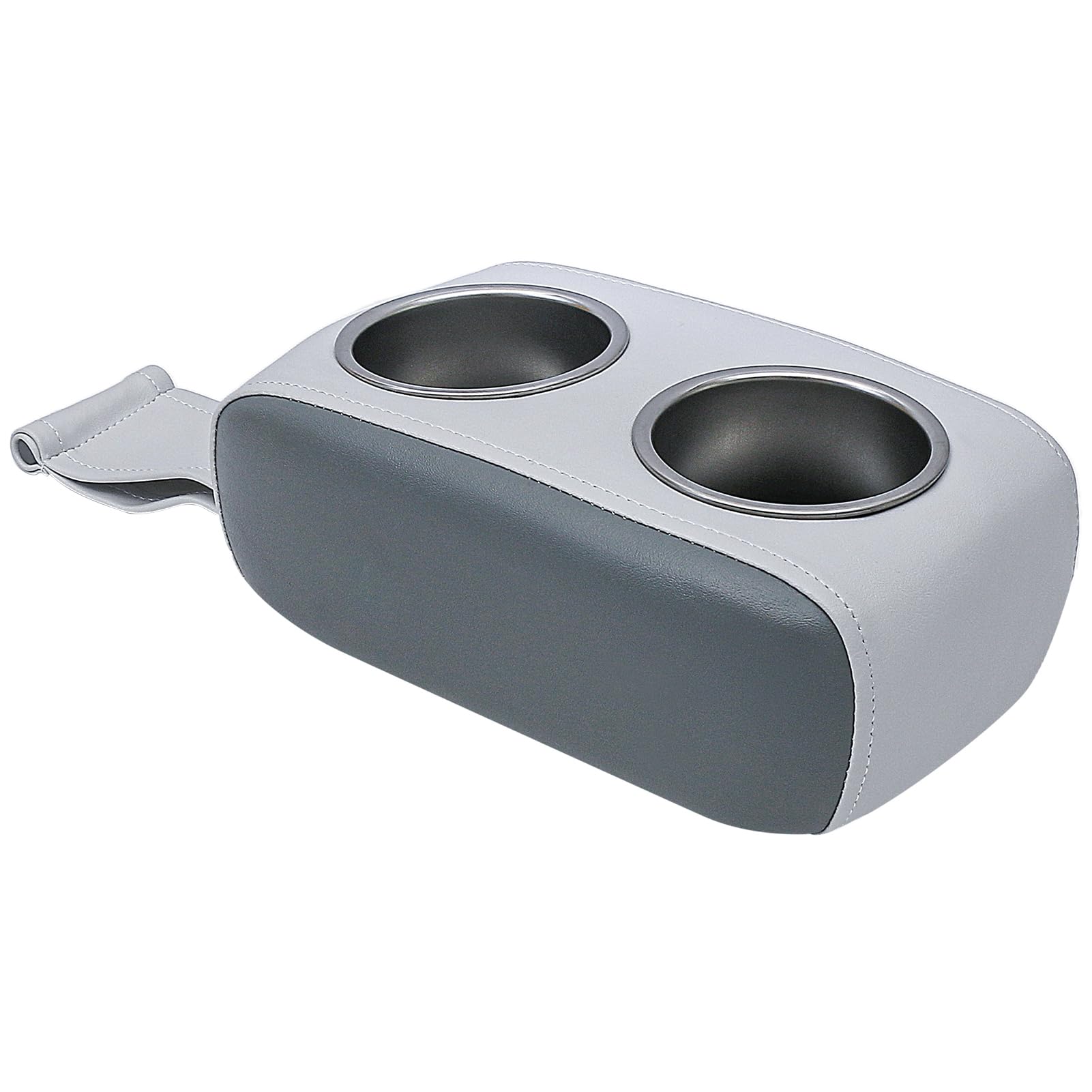 Stainless Steel Universal Boat Cup Holder - Double Drink Holder for Pontoon, Yacht, RV, Car - Portable Beverage Bottle Holder (Gray & Dark Gray) - Perfect for Boating, Camping, Road Trips & Outdoor Adventures