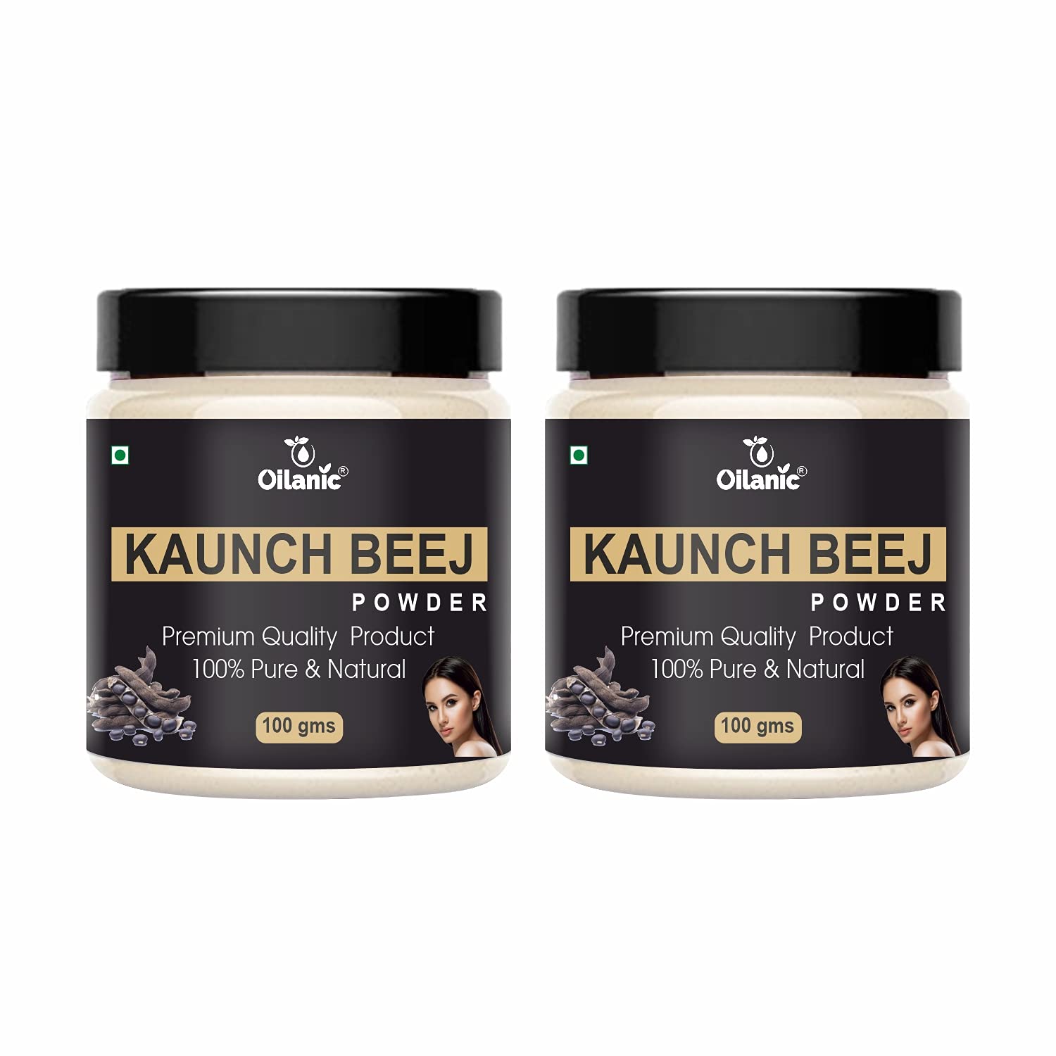 Oilanic 100% Pure Natural Kaunch Beej Powder (Mucuna Pruriens) - 2 Pack (200g Each) for Healthy Skin & Hair Growth | Ayurvedic Herbal Supplement for Hair Care & Skin Glow