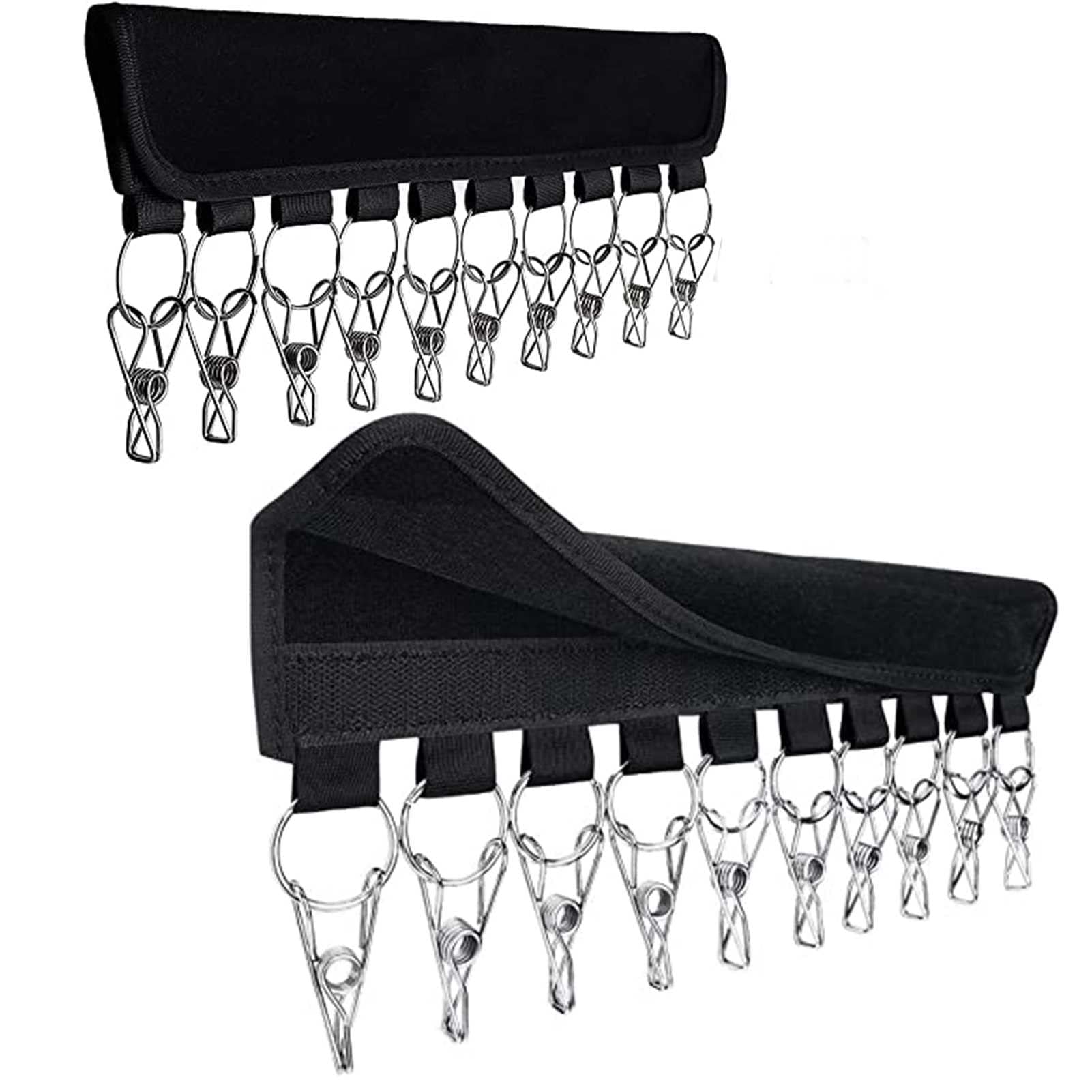 2 Pack Hat Organizer Hangers for Closet - Cap Holder with 10 Large Clips, Foldable Clothes Drying Rack for Travel & Home Storage - Perfect for Organizing Hats, Caps, and Accessories in Closets, Dorms, or RVs