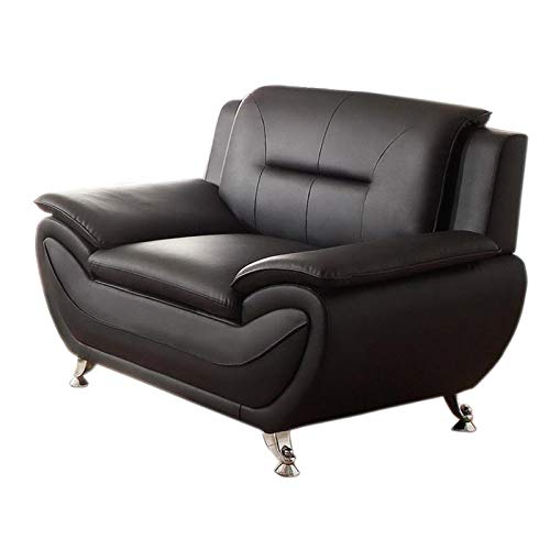 Kingway Furniture Ashley Living Room Chair - Black Upholstered Accent Chair for Home Office, Lounge, and Reading Nook