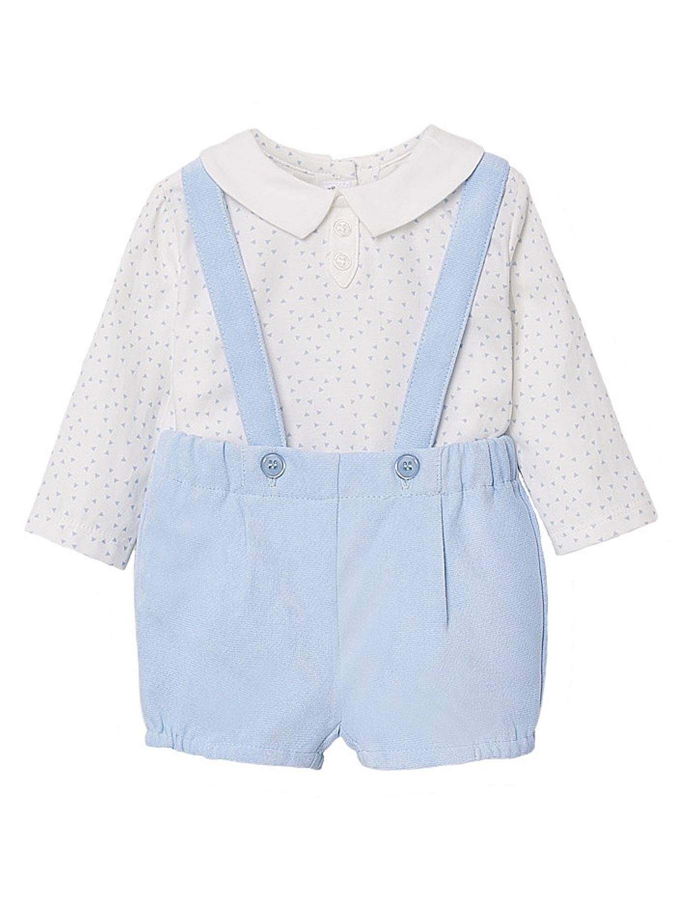 Mayoral Baby Boys' Shorts with Suspenders Set - Sky Blue 2214 | Comfortable & Stylish Outfit for Playtime, Photos & Special Occasions
