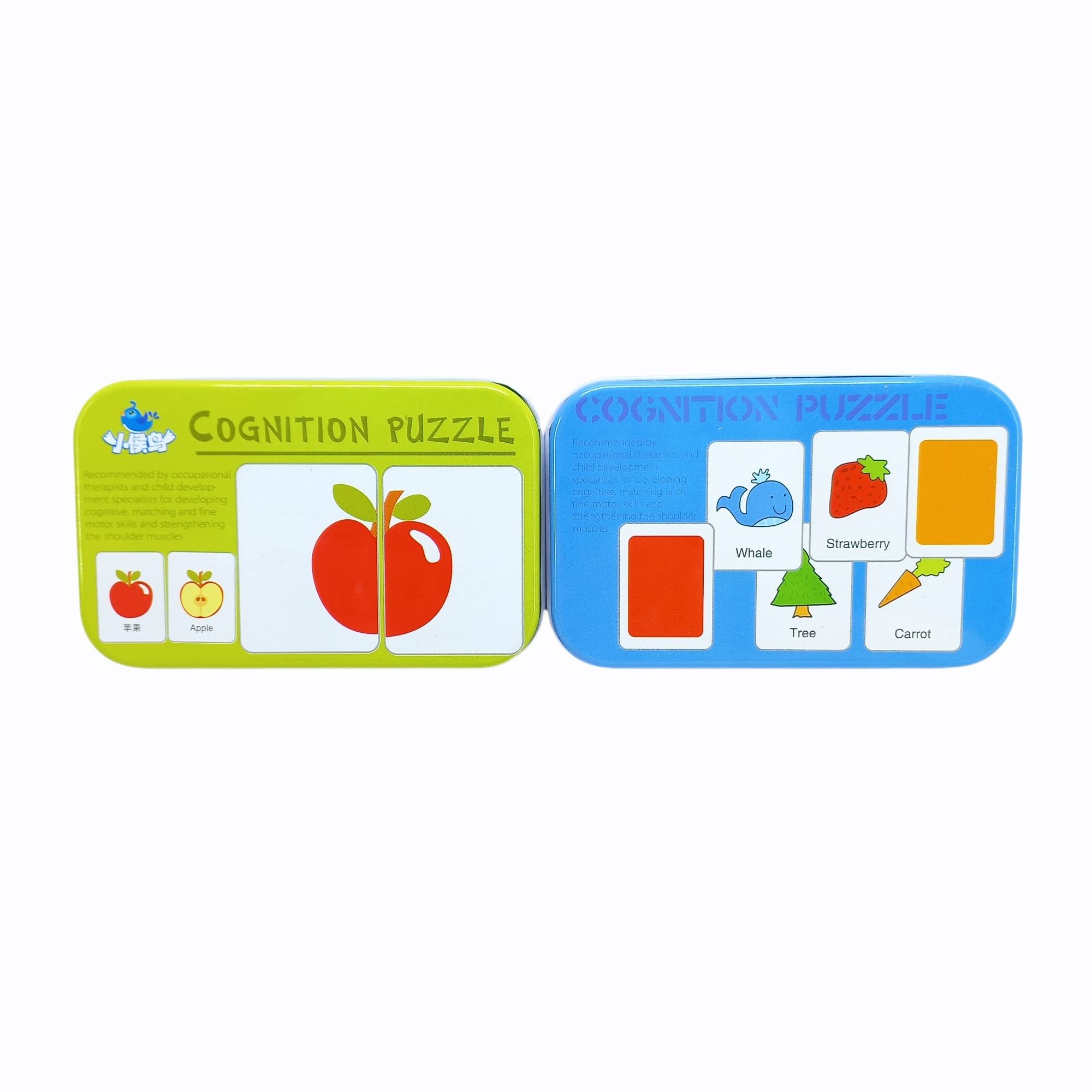Folca® Wooden Puzzle Matching Game - Educational Flash Cards for Kids, Cognitive Learning Toys for Toddlers & Children (Set A) - Perfect for Preschool Learning, Birthday Gifts & Family Game Night