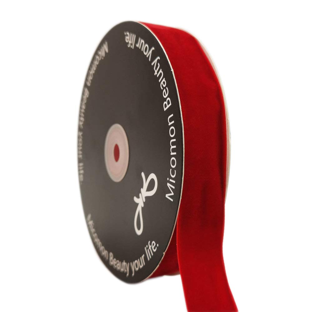 Premium Crushed Velvet Ribbon - 20 Yards Spool (Red) for Gift Wrapping, Wedding Decorations, DIY Crafts & Holiday Ornaments