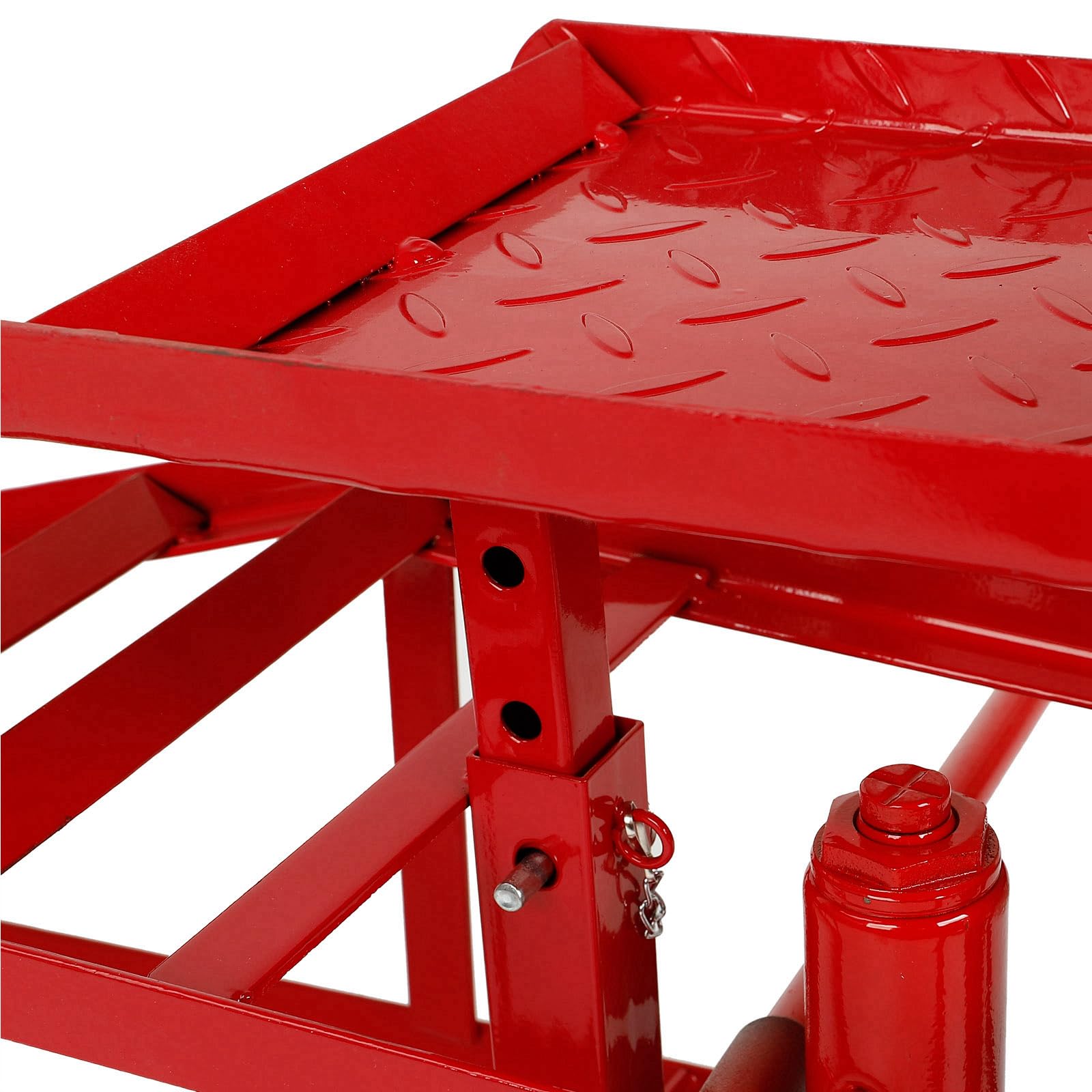 5 Ton Hydraulic High Lift Service Vehicle Ramp - Heavy Duty Steel Automotive Truck Wheel Ramp for Oil Changes & Car Maintenance | Home Garage & Auto Repair Shop Use | Red (1 Pack)