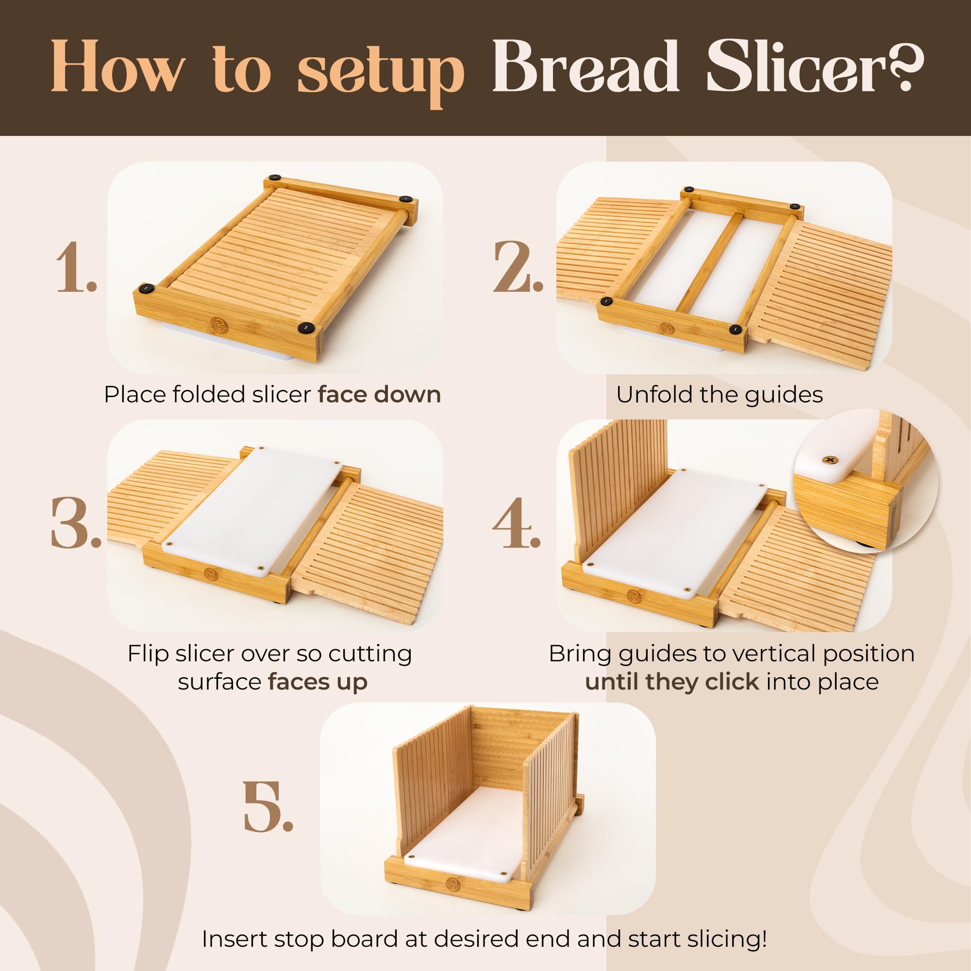 Premium Bread Slicer for Homemade Bread - HDPE Base & Maple Finger Guard - 4 Adjustable Thickness Settings - Foldable Bread Cutting Guide with Knife Grooves - Perfect for Kitchen, Bakery, and Gift Giving