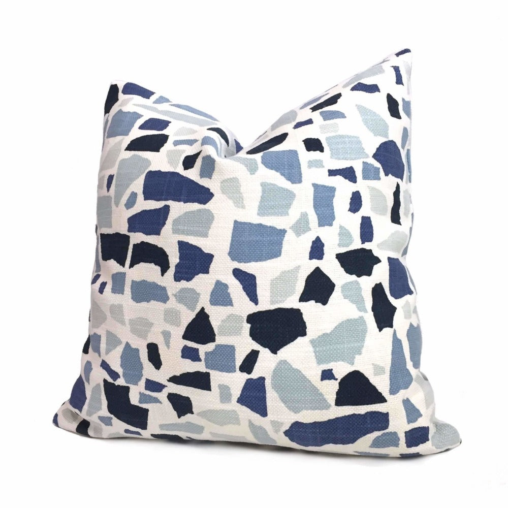 HC Monogram Lulu DK Abstractions Blue White Pillow Cover - Decorative Throw Pillow Case for Sofa, Bed, Couch - Home Decor Accent for Living Room, Bedroom