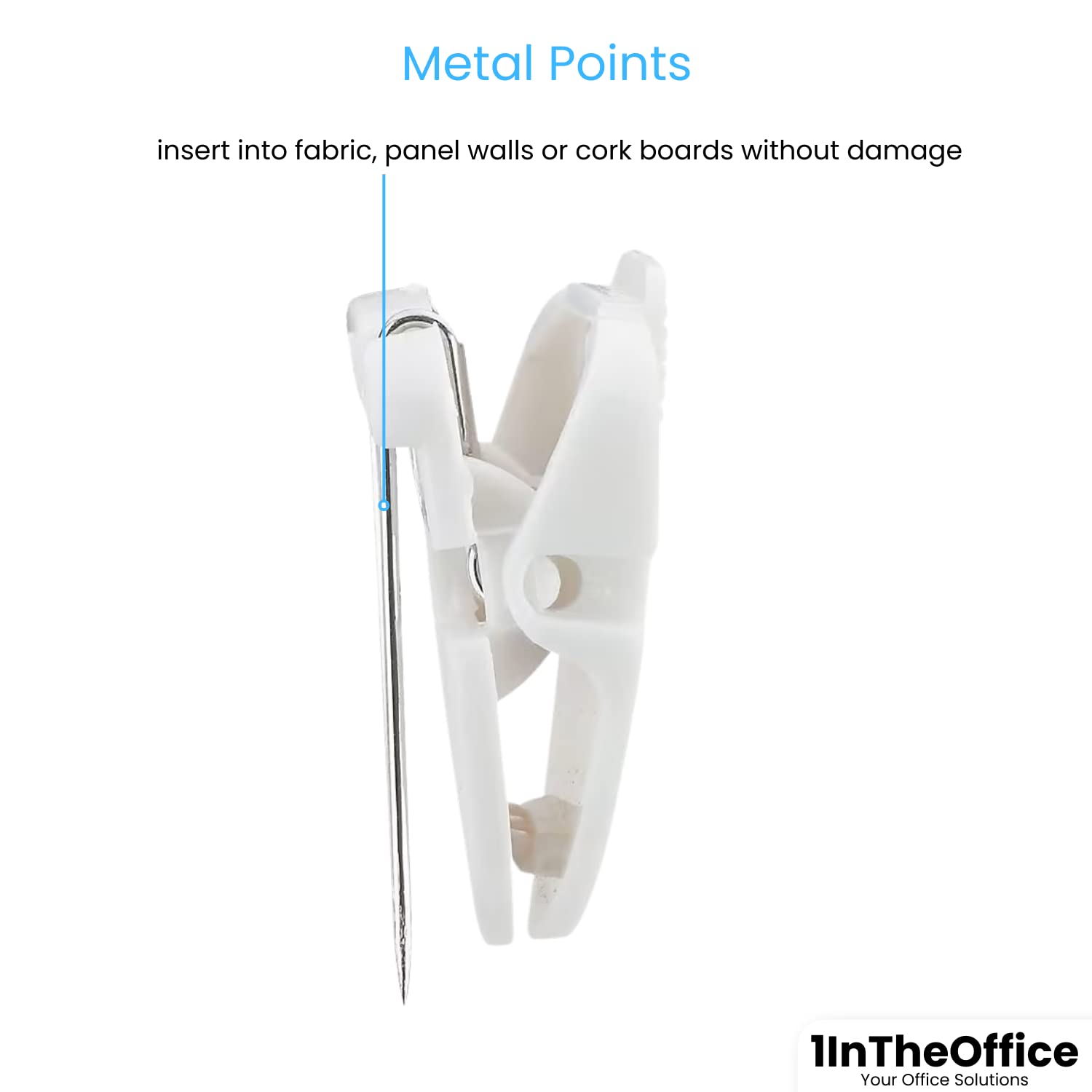 1InTheOffice White Cubicle Wall Clips - 20 Pack Fabric Bulletin Board Clips for Office Organization, Home Decor & Classroom Supplies - Perfect for Hanging Photos, Notes & Documents