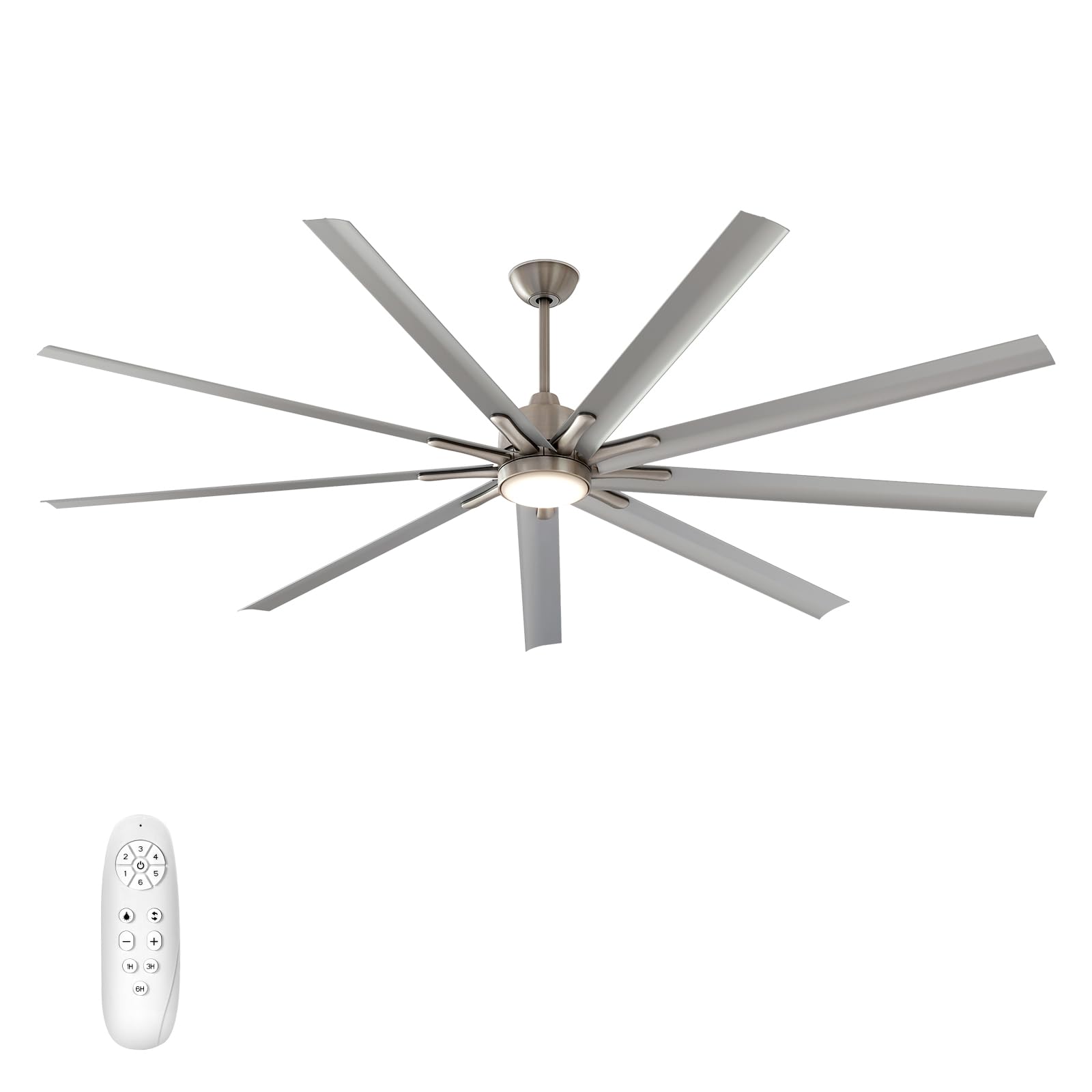 Warmiplanet 84-Inch Smart Ceiling Fan with Remote Control - Reversible Silent DC Motor, 6 Speeds, Dimmable 3-Color LED Light, Timer Function, Nickel Finish, 9 Blades - Perfect for Living Room, Bedroom, and Outdoor Patio