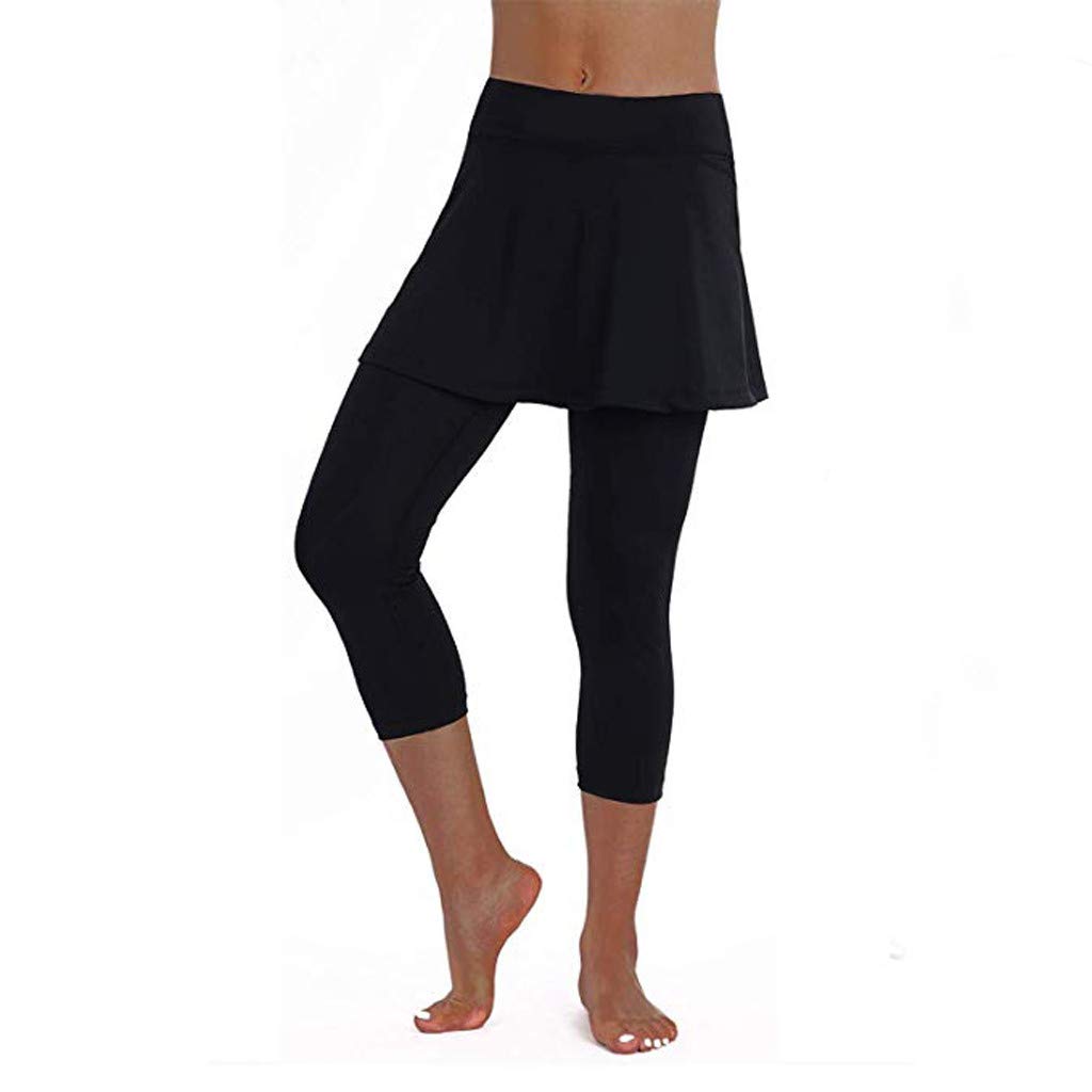 iYYVV Women's Casual Skirt Leggings - Tennis Pants for Sports & Fitness - Cropped Culottes - Perfect for Yoga, Running, Gym Workouts & Everyday Wear
