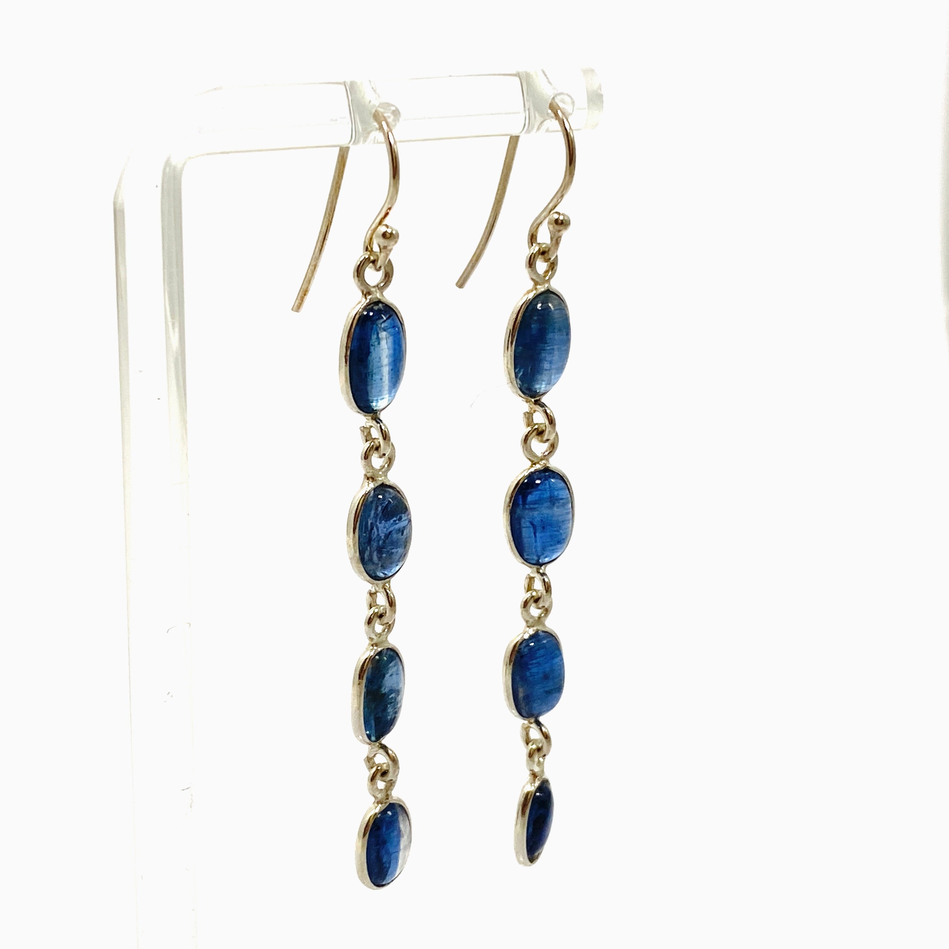 Blue Kyanite Oval Cabochon Earrings - Natural Multi Stone Jewelry for Women - Perfect for Boho Style & Everyday Wear (KEGJ1527)