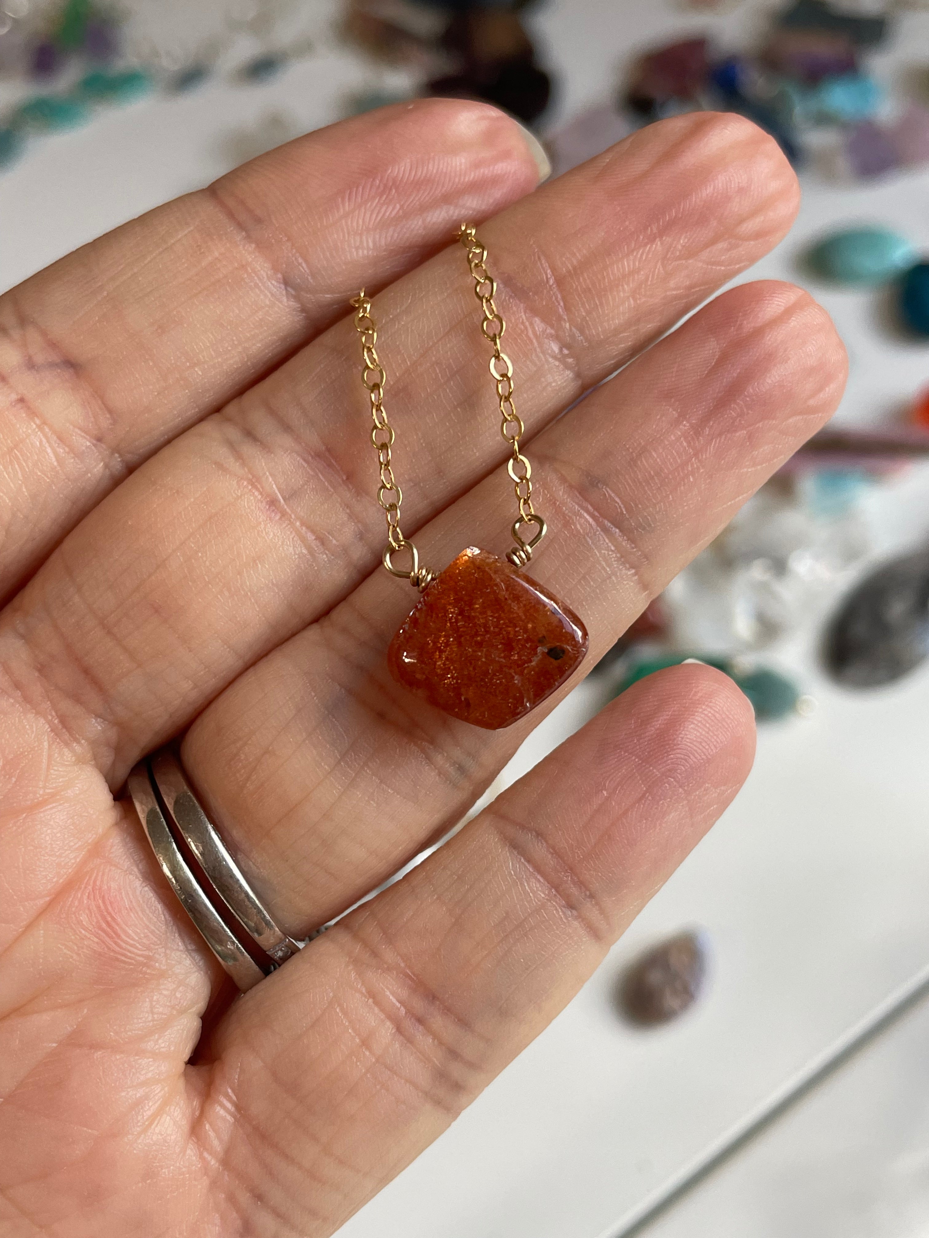 Sunstone Pendant Necklace - 14K Gold or Sterling Silver - Healing Crystal Jewelry for Women, Spiritual Protection & Positive Energy - Perfect for Meditation, Yoga & Everyday Wear