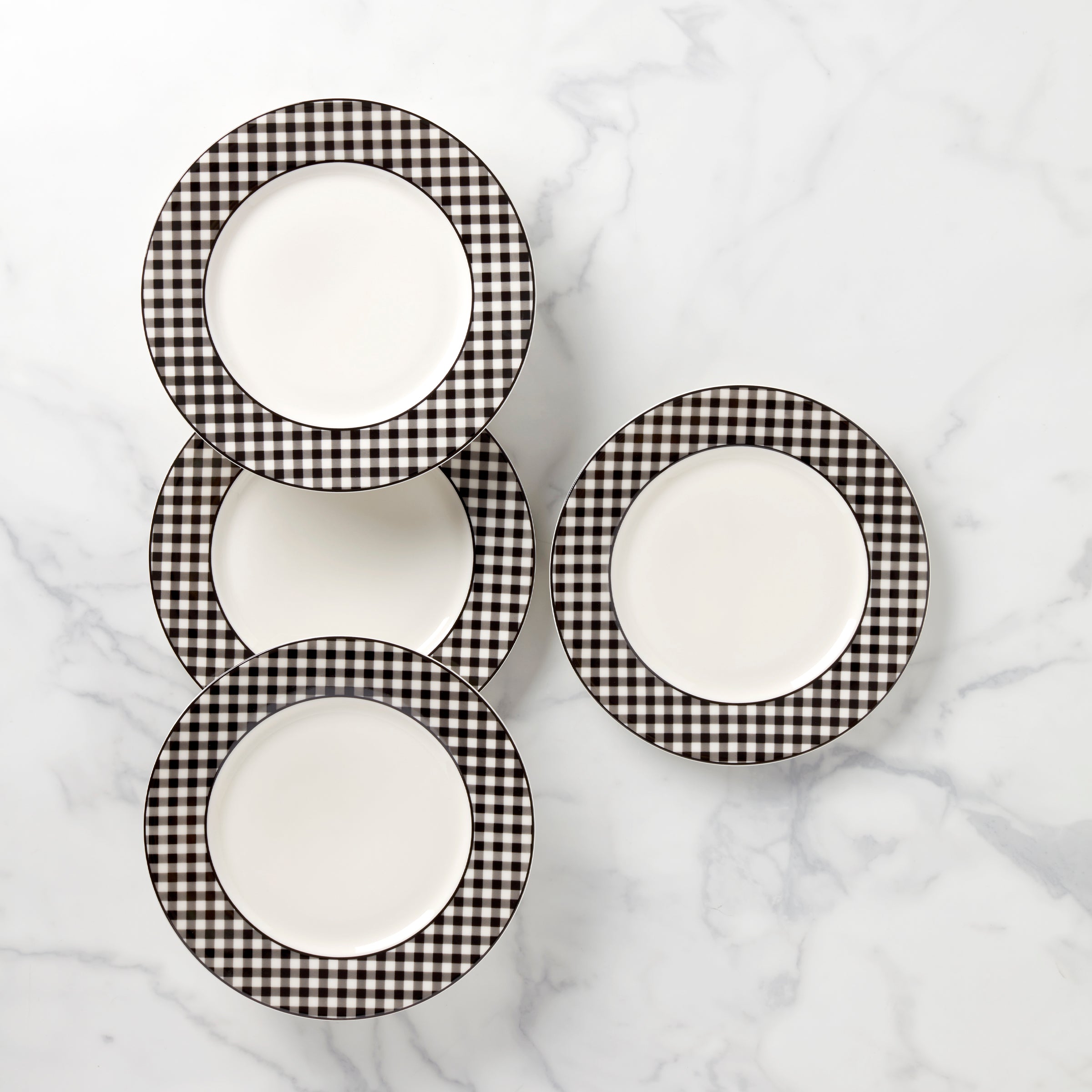 Stylish Black Gingham Dinner Plates Set of 4 - Perfect for Family Meals, Dinner Parties & Holiday Entertaining