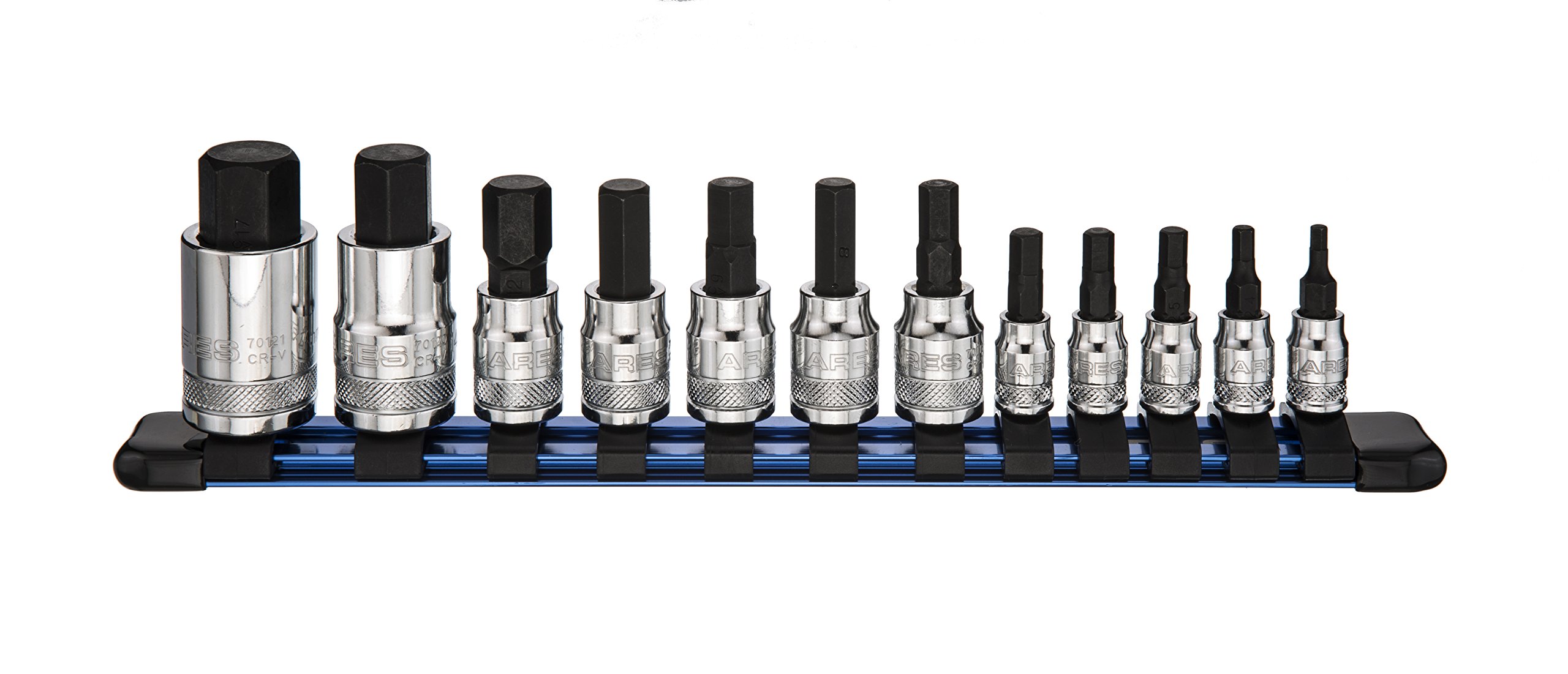 ARES 70108 12-Piece Metric Hex Bit Socket Set - Chrome Vanadium Steel Sockets with S2 Alloy Steel Bits - Includes Aluminum Storage Case - Perfect for Automotive Repair, Machinery Maintenance & DIY Projects
