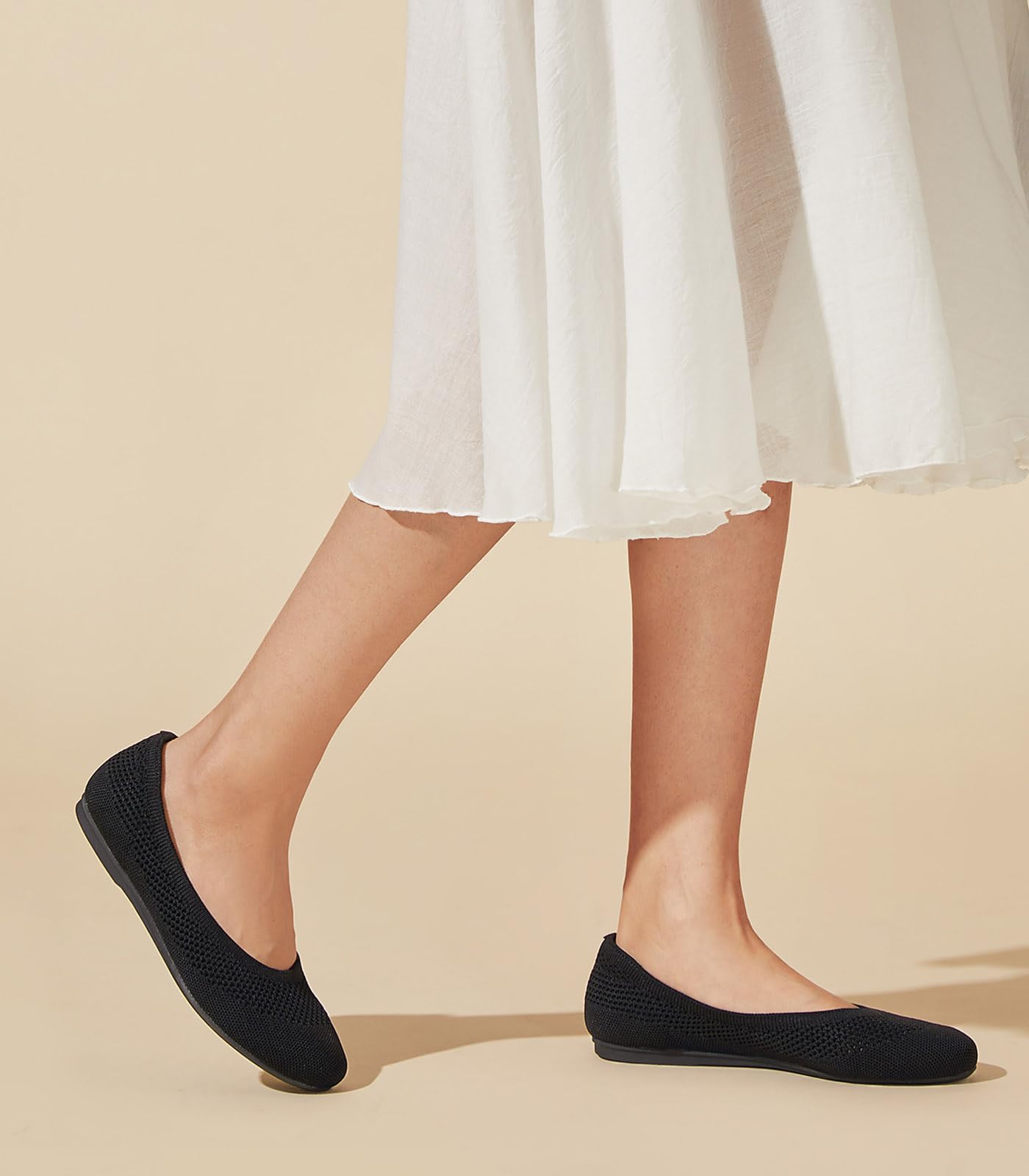 Arromic Women's Washable Knit Ballet Flats - Comfortable Round Toe Slip-On Shoes with Heel Cushions for Business Casual, Office, Wedding & Travel | Soft Dressy Flats for Work, Walking & Everyday Wear