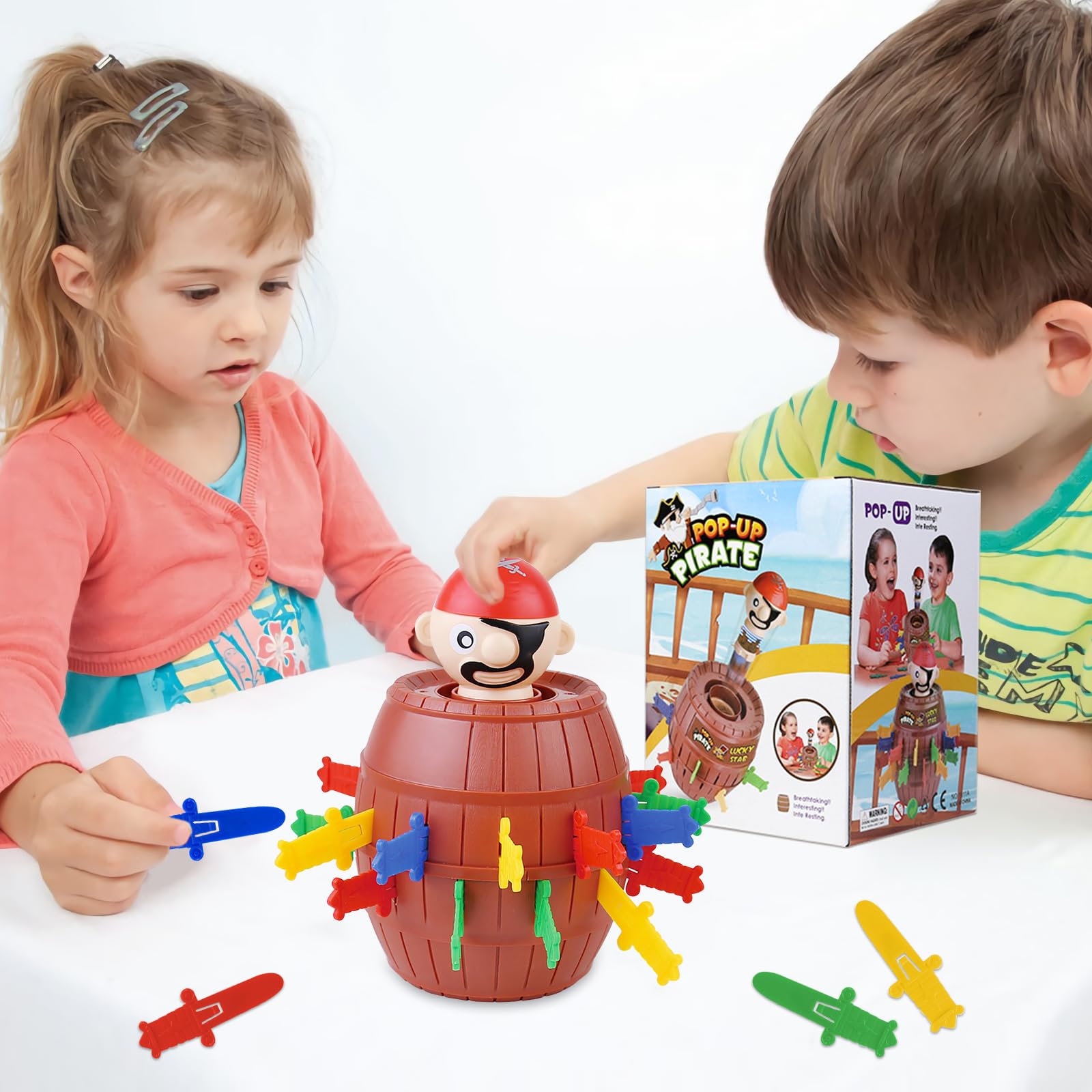 Pop Up Pirate Board Game - Classic Wooden Barrel Eject Action Game for Kids Ages 4+ | Fun Family & Preschool Party Game | Perfect for Birthday Parties, Classroom Activities & Family Game Nights