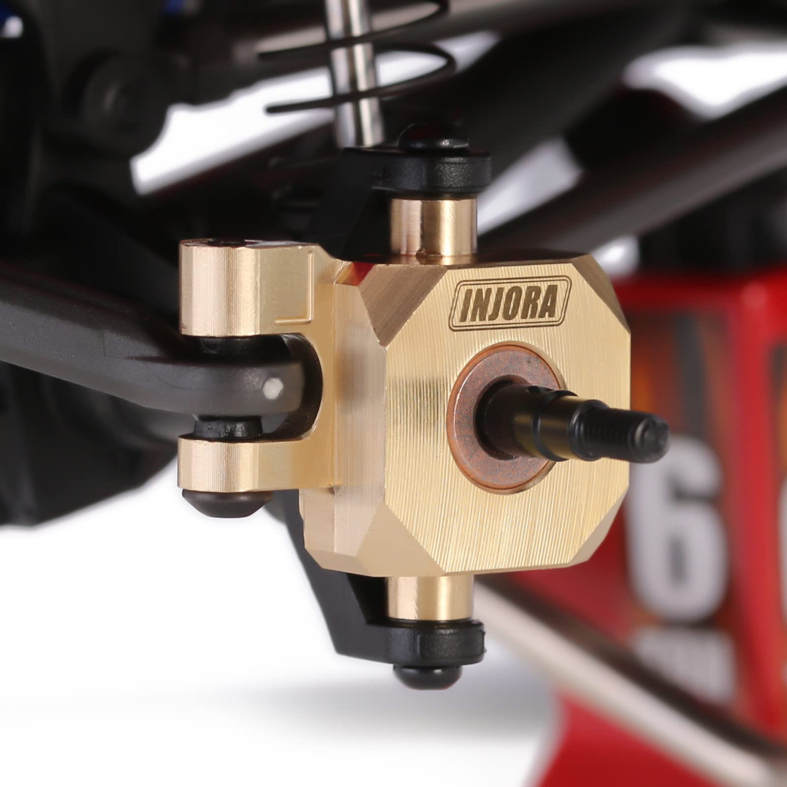 INJORA Brass Caster Blocks C-Hubs & Steering Kit for TRX4M 1/18 RC Crawler - Heavy Duty Upgrade Parts for Improved Steering Performance - Perfect for Off-Road Crawling and Rock Racing