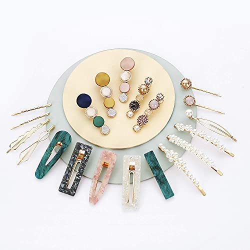 GIRLYZ ATTIRE Macaron Pearl Acrylic Resin Hair Clips Set - 3 Pack Gold Metal Hairpins, Handmade Cute Barrettes & Bobby Pins for Women | Perfect for Weddings, Parties & Everyday Fashion Accessories