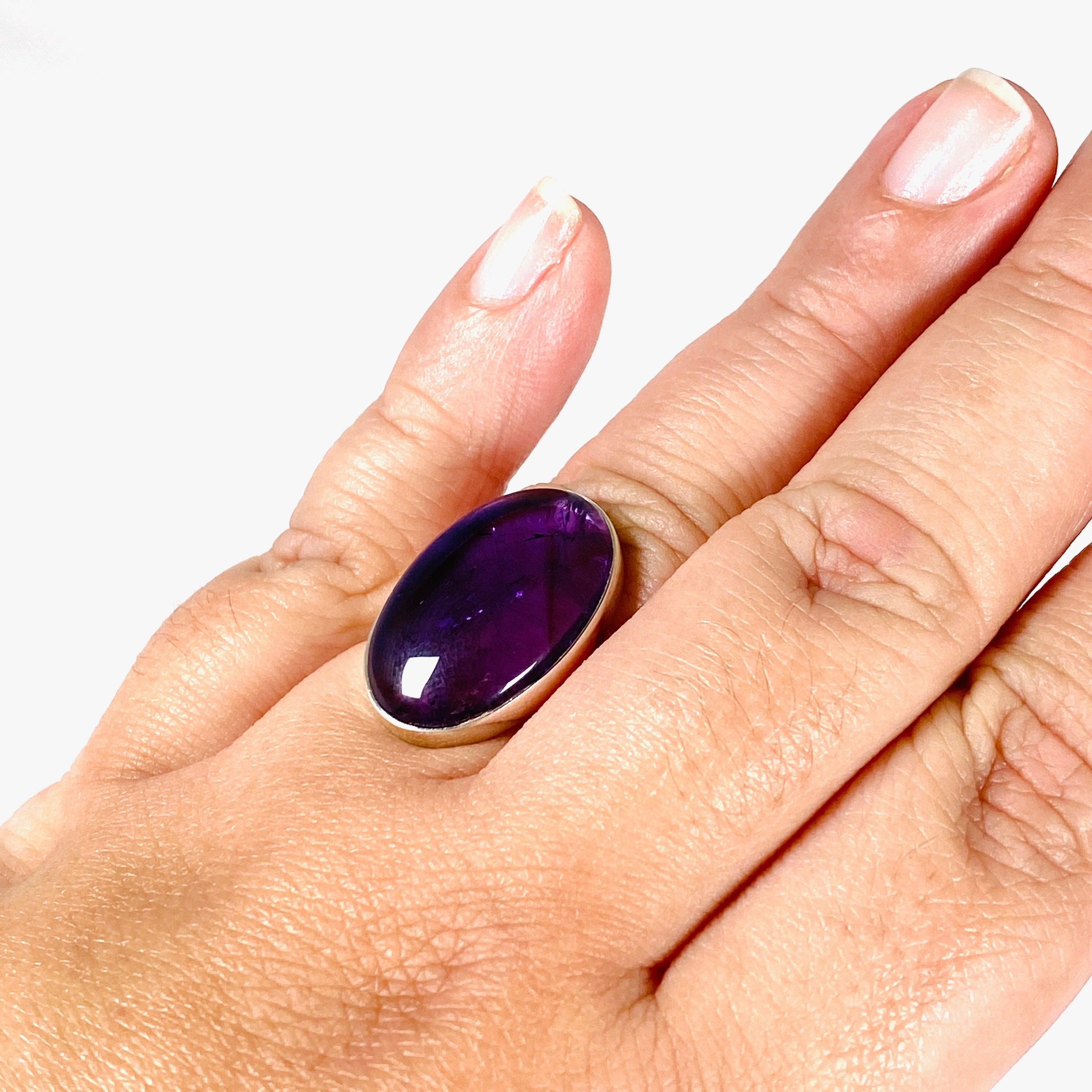 Amethyst Oval Ring for Women - Size 11 - KRGJ2968 - Elegant Purple Gemstone Jewelry for Everyday Wear & Special Occasions