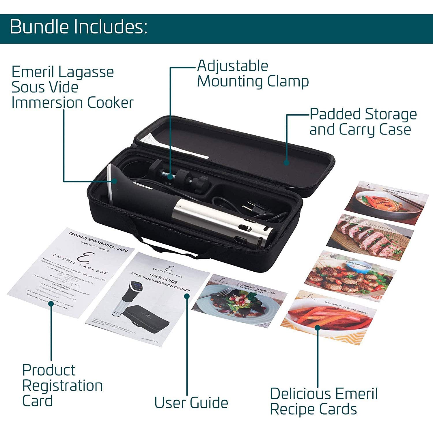 Emeril Lagasse Digital Sous Vide Cooker with Touchscreen - Precision Temperature Control Immersion Circulator for Home & Professional Kitchens | Includes Mounting Clip, Recipes & Storage Case | Perfect for Steak, Seafood & Meal Prep