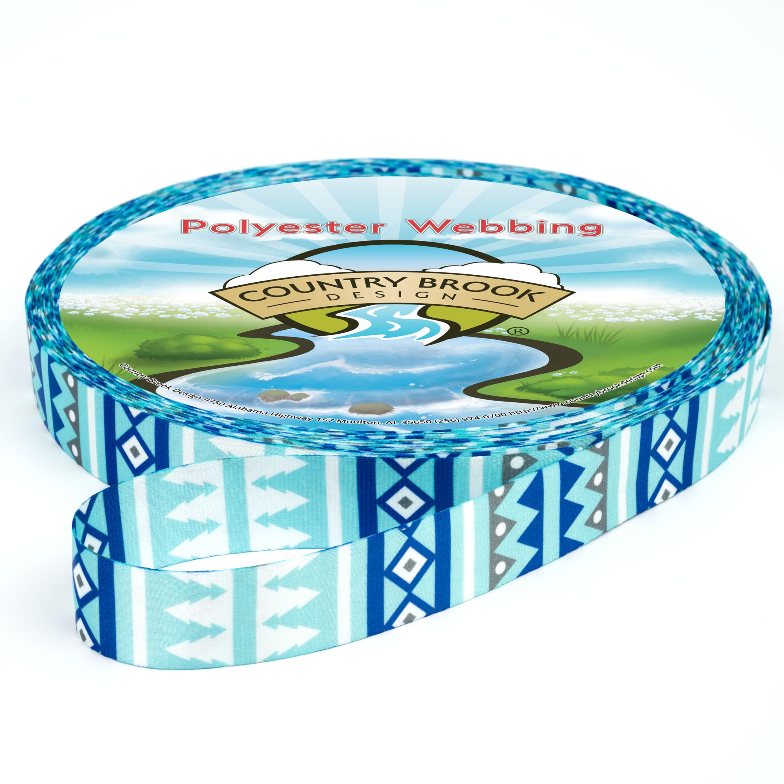Country Brook Design - Snowy Pines Polyester Webbing for DIY Crafts, Dog Collars & Outdoor Gear | Durable & Water-Resistant Material for Camping, Hiking & Pet Accessories