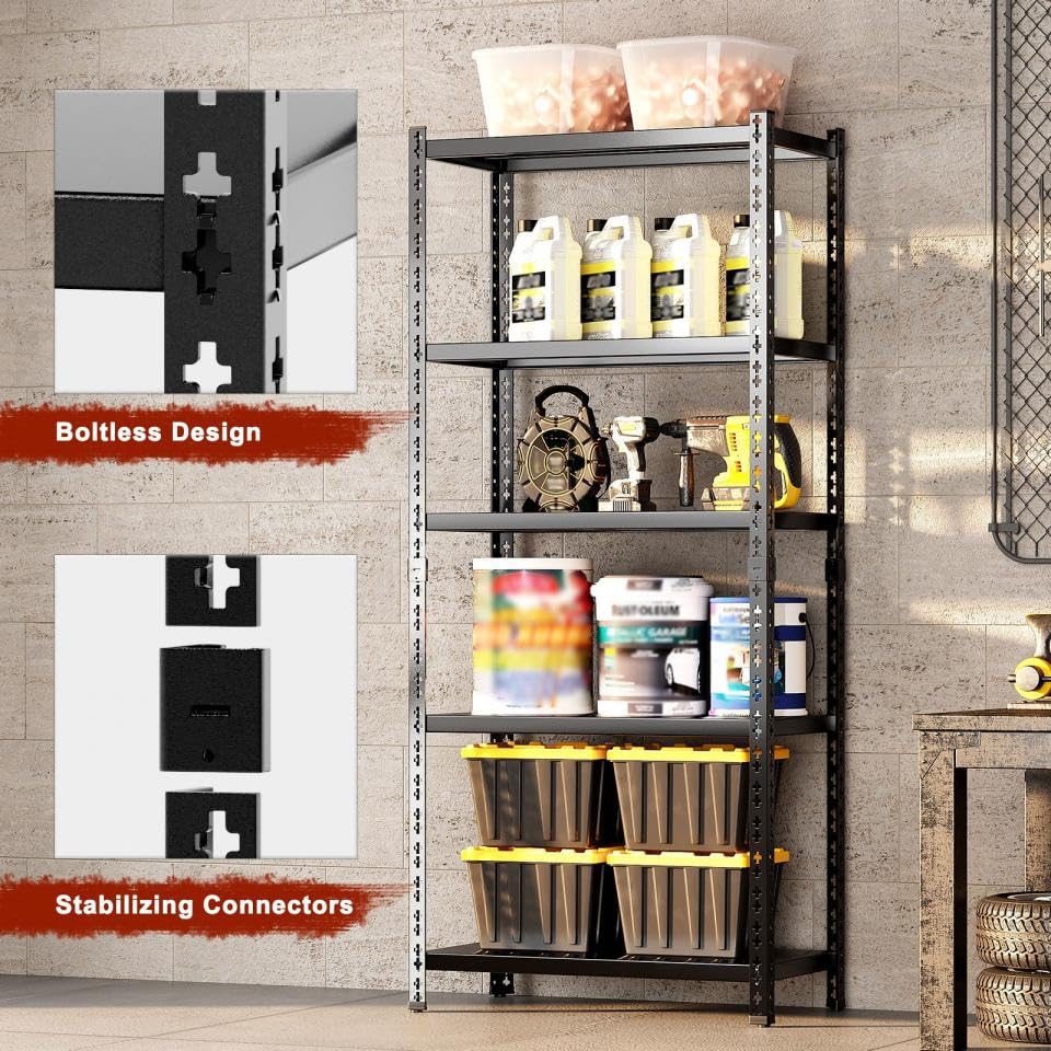 Heavy Duty Garage Shelving Unit - Adjustable Metal Storage Shelves for Garage, Basement, Pantry & Industrial Use | JUSCHIPEXL Commercial Grade Rack Organizer for Tools, Supplies & More