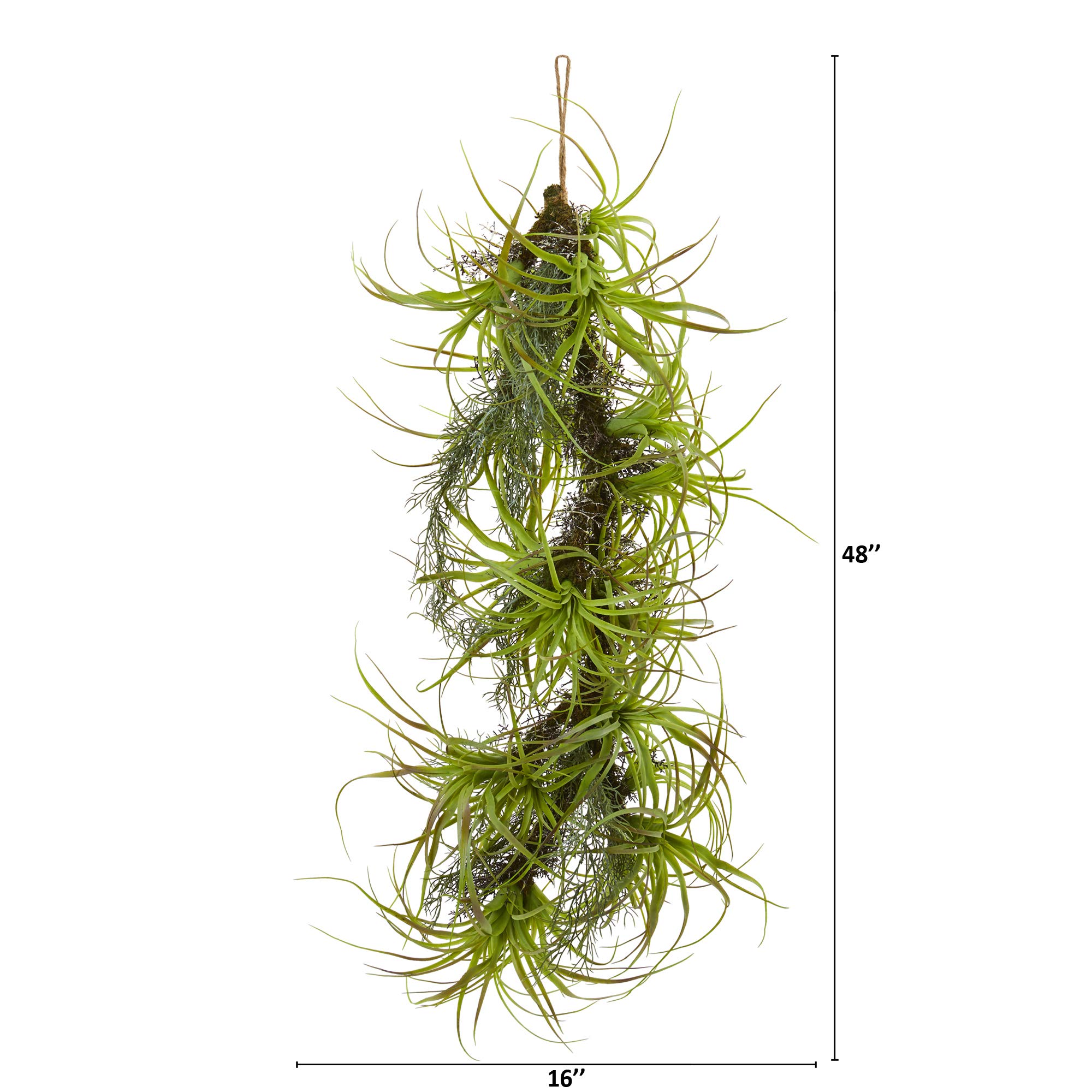 Nearly Natural 48 Inch Artificial Hanging Air Plant - Faux Tillandsia for Home Decor, Office, Bathroom & Indoor Greenery